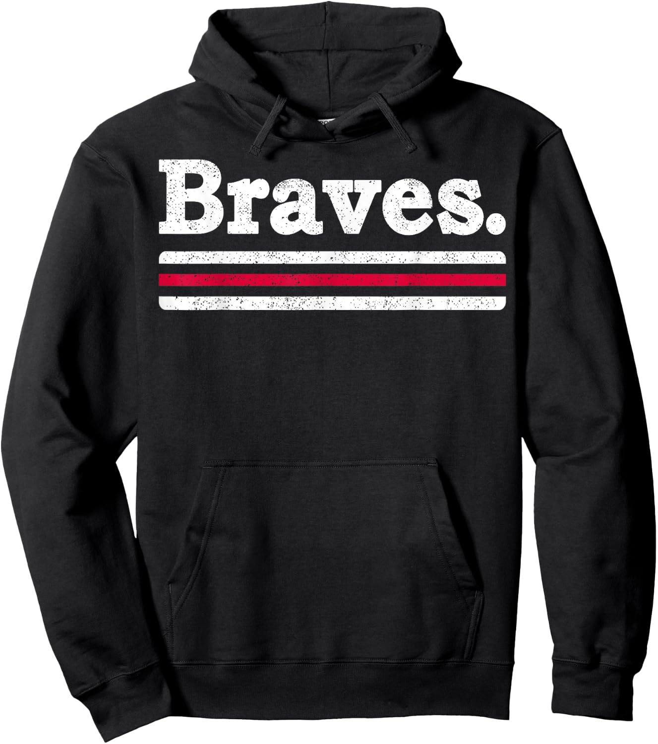 Vintage Braves Retro Three Stripes Weathered Shirt Men Women Hoodie - Hoodie | Black