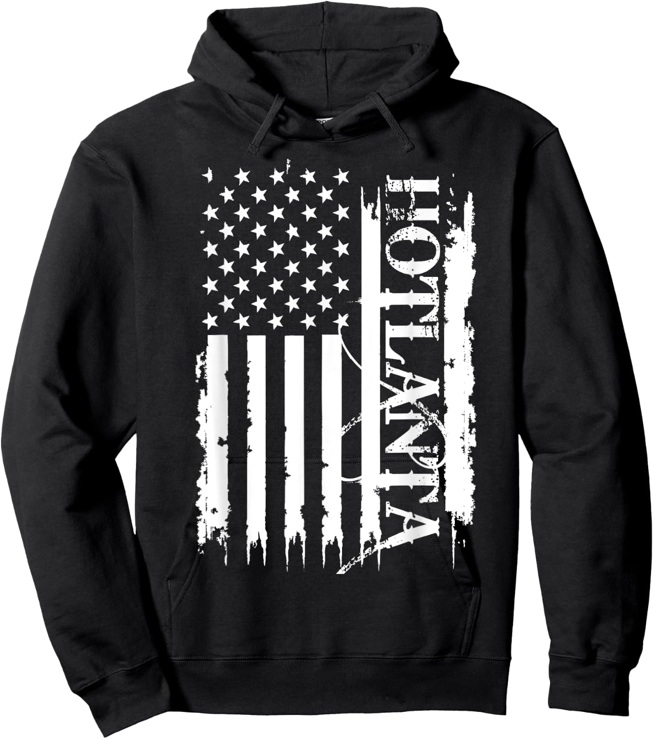 Hotlanta United States Distressed w US Flag Hoodie - Hoodie | Black