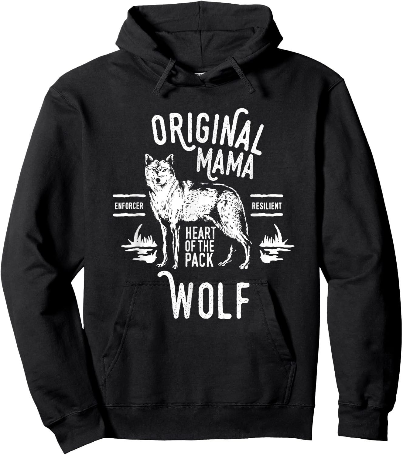 Original Mama Wolf, Heart of the Pack, Mother's Day Hoodie - Hoodie | Black