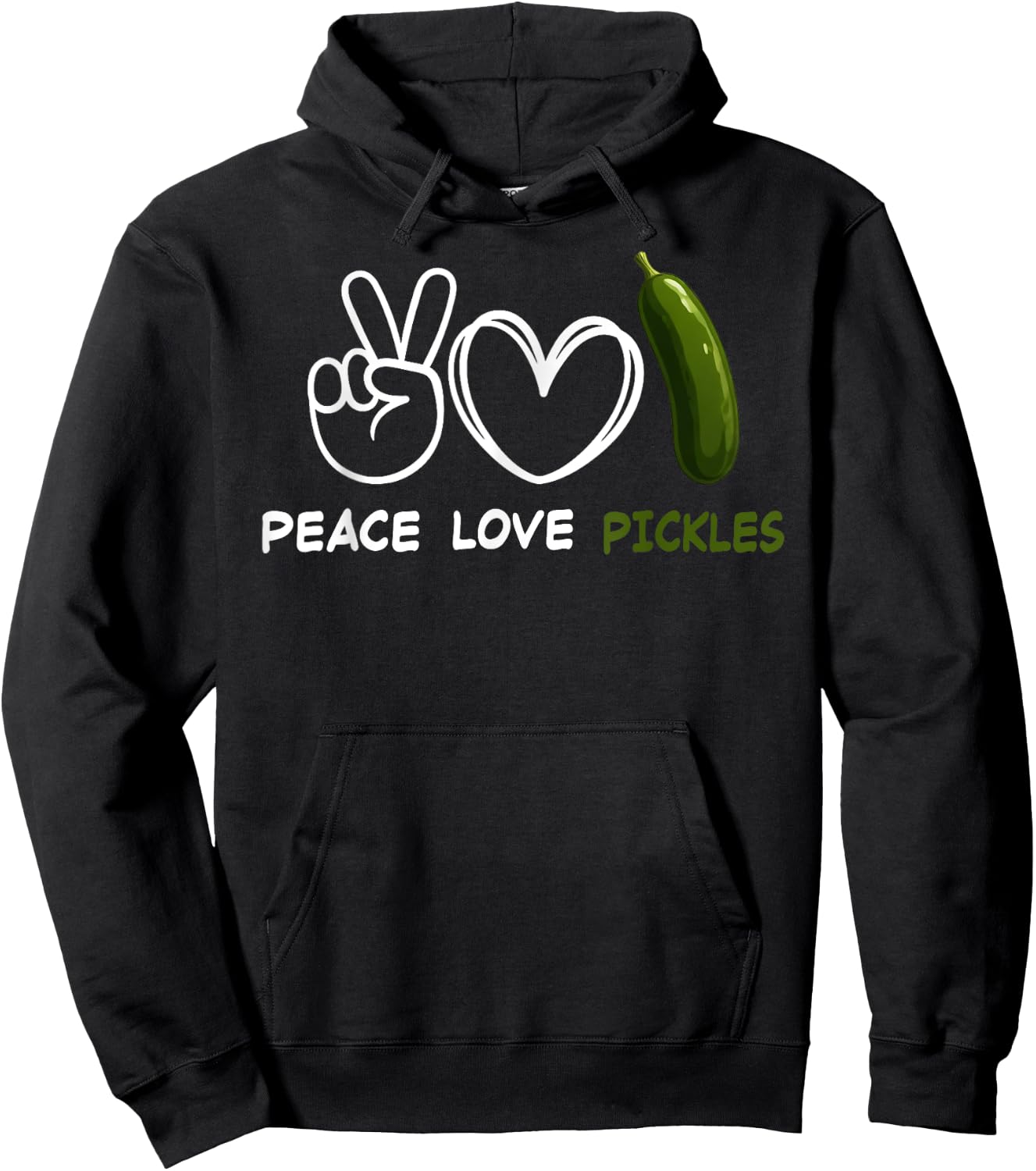 Peace, Love Pickles Retro Pickles Lover Food Lover Hoodie - Hoodie | Black