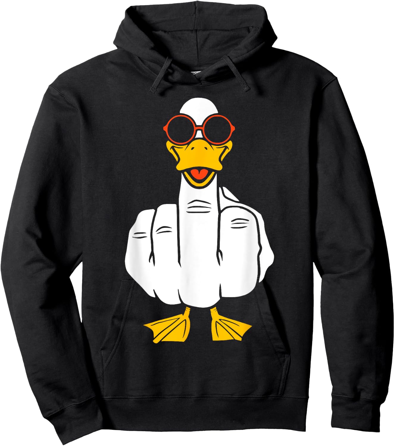 Middle Finger Funny Duck Inappropriate Rude Antisocial Hoodie - Hoodie | Black