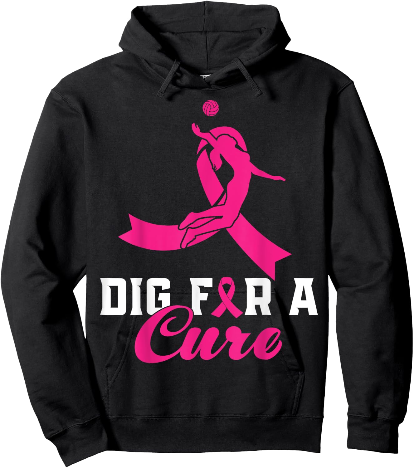 Dig For A Cure Breast Cancer Awareness Volleyball Pink Hoodie - Hoodie | Black