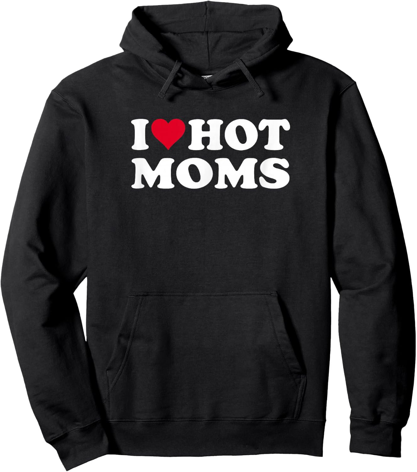 Red Heart I Love Hot Moms Hoodie - Hoodie | Black