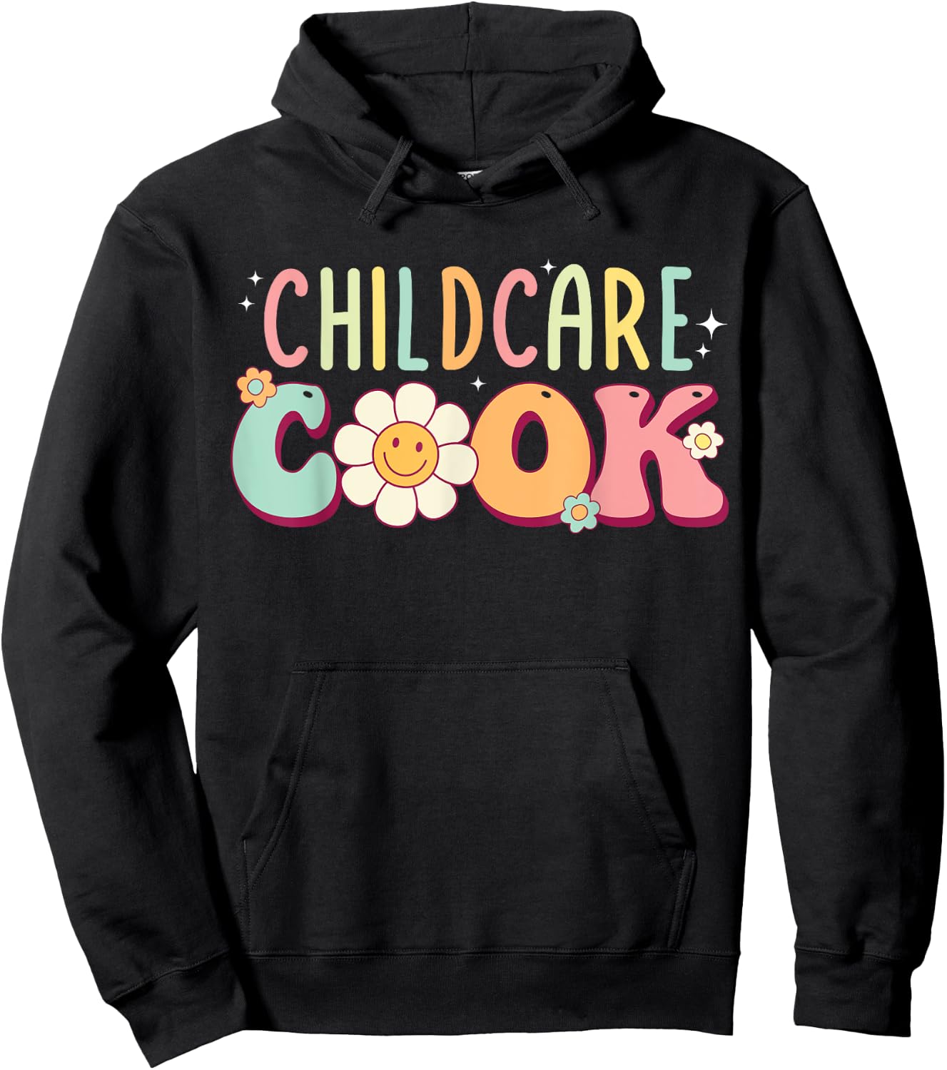 Childcare Provider Cook Uniform Daycare Teacher Groovy Women Hoodie - Hoodie | Black