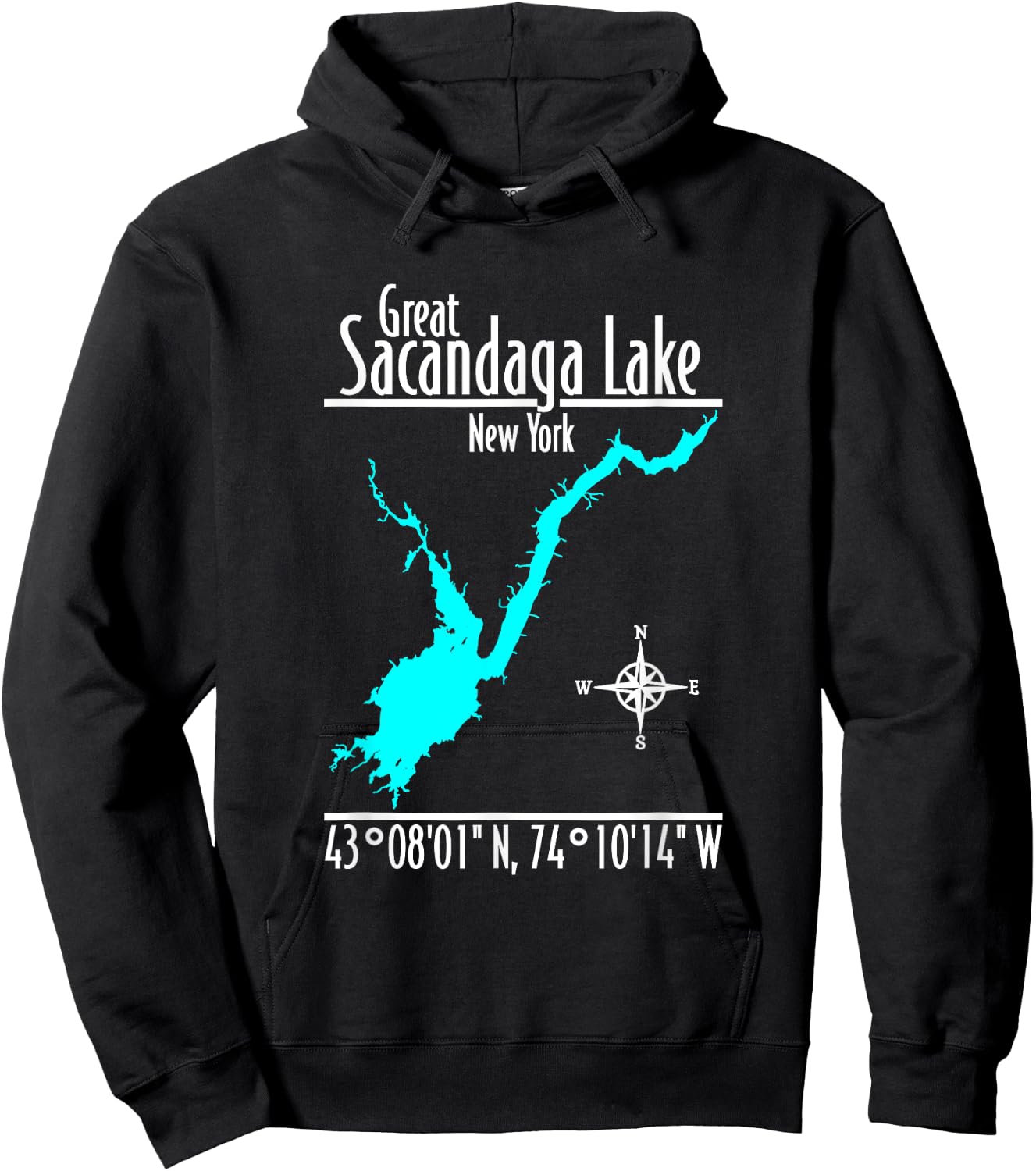 Modern Great Sacandaga Lake - New York Hoodie - Hoodie | Black