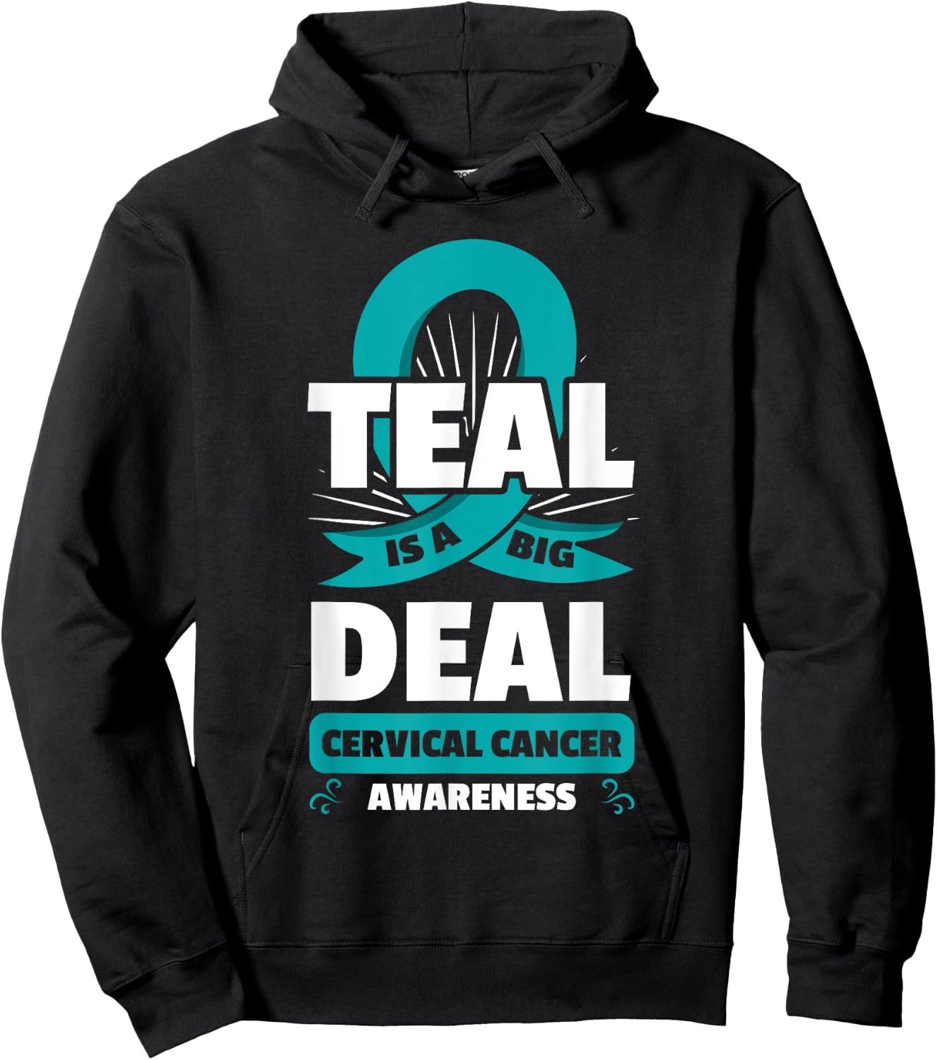 Teal Ribbon Cervical Cancer Squamous Cell Carcinomas Gift Hoodie - Hoodie | Black