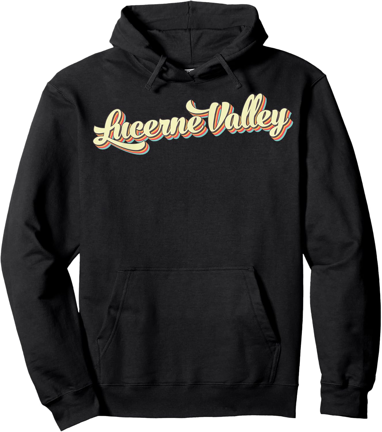 Lucerne Valley Retro Art Baseball Font Vintage Hoodie - Hoodie | Black