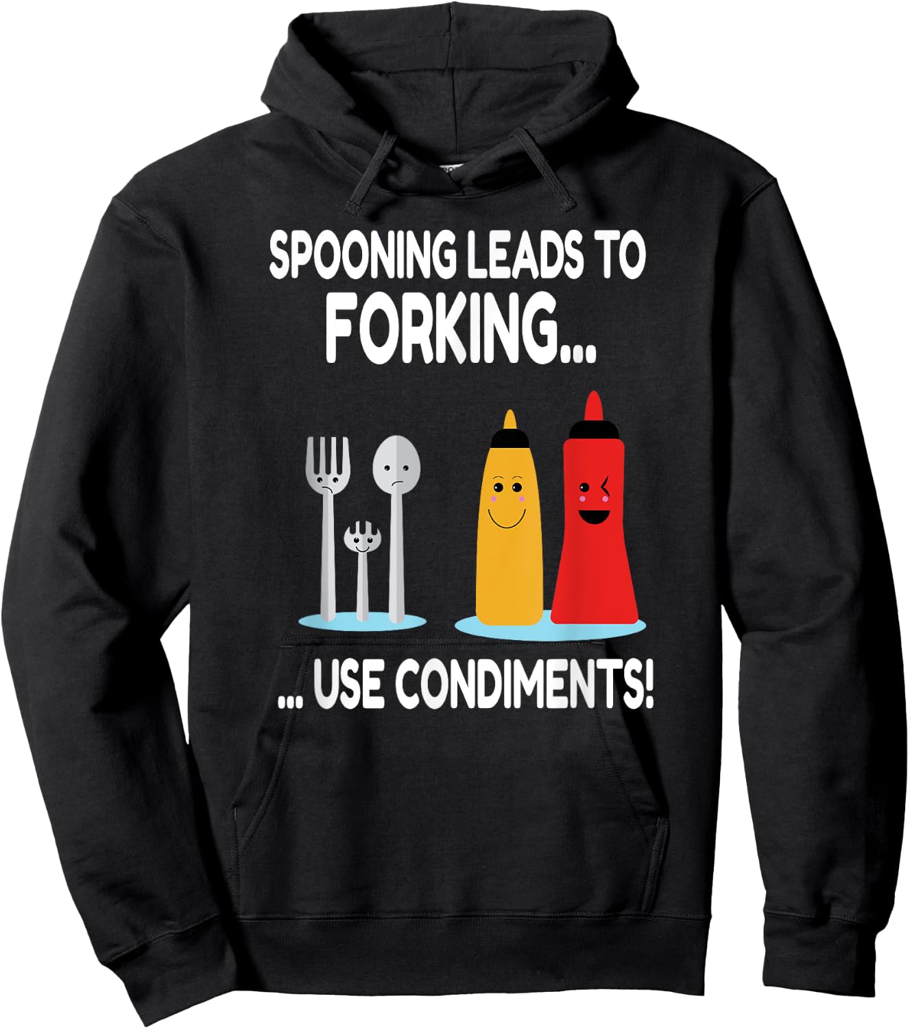 Spooning Leads To Forking Funny Adult Innuendo Gift Hoodie - Hoodie | Black