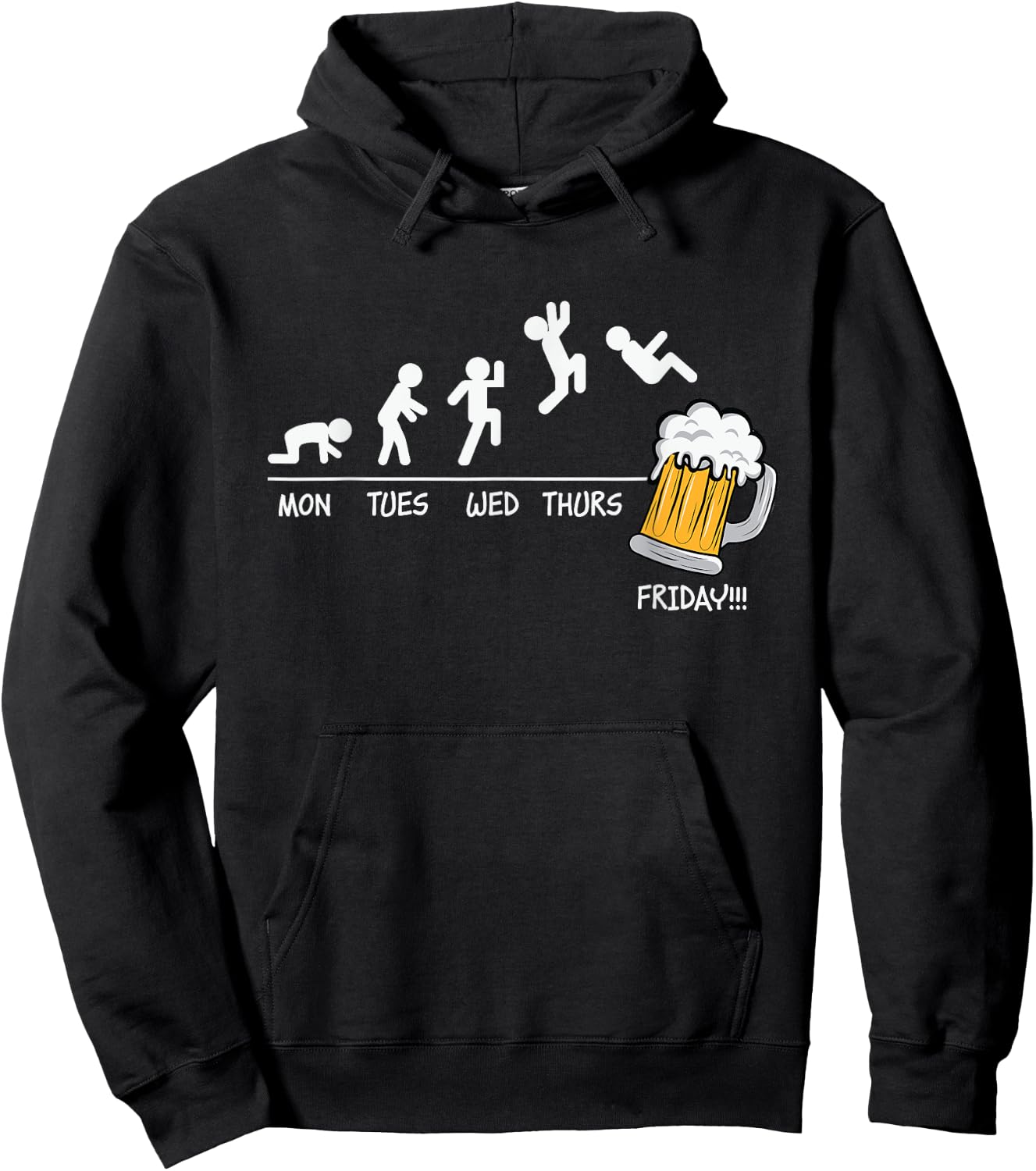 Monday Tuesday Wednesday Thursday Friday Funny Beer Drinking Hoodie - Hoodie | Black