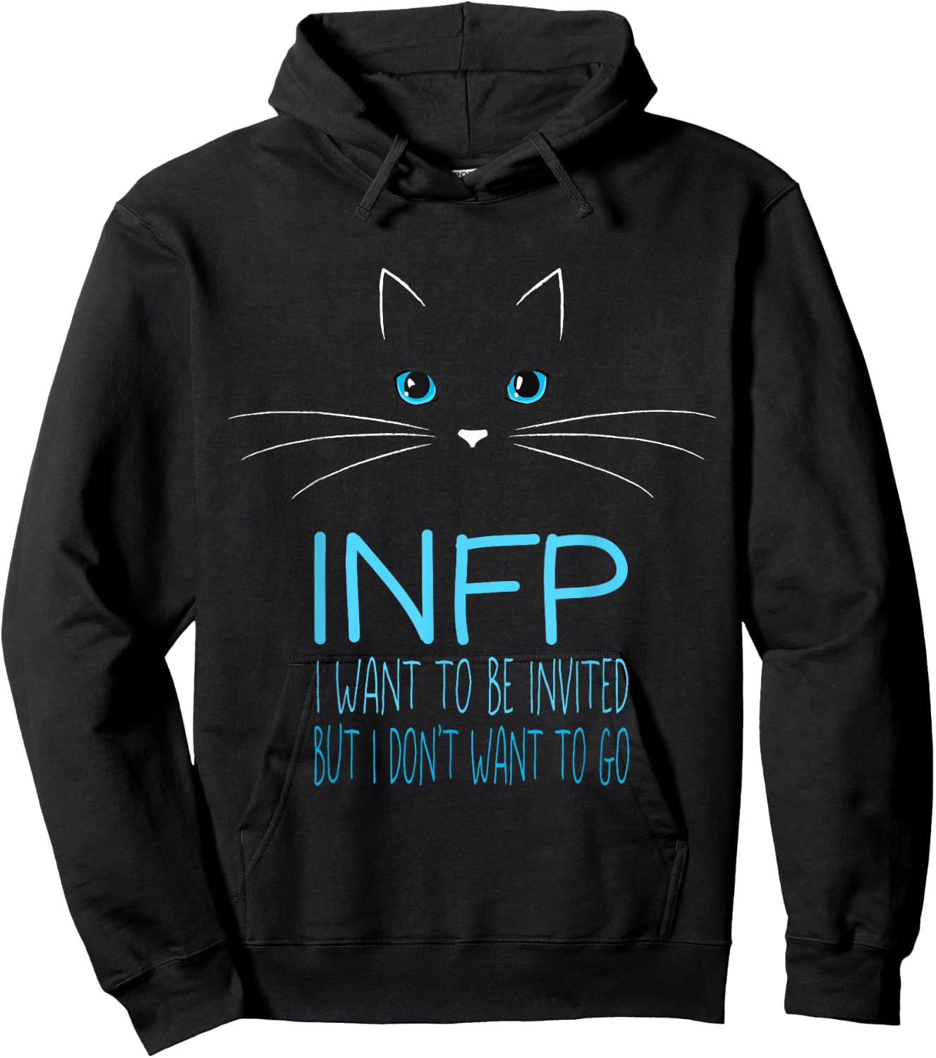 Meowsers Kitty Funny Introvert Cat Lover Gift INFP I Want To Be Invited But I Don't Want To Go Black Cat Lover Women's Small Classic Fit Short Sleeve Cat Owners Introverts Adults Hoodie - Hoodie | Black