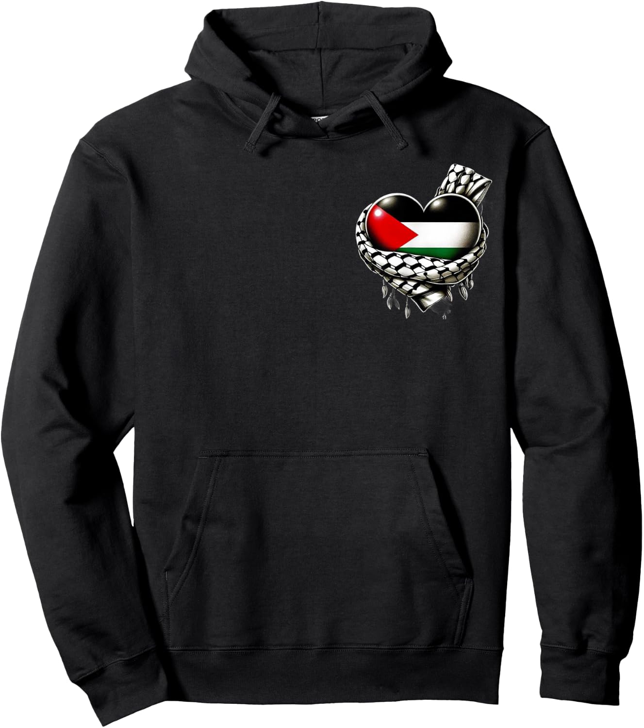 Palestine Heart Flag Palestinian Keffiyeh Palestine Hoodie - Hoodie | Black