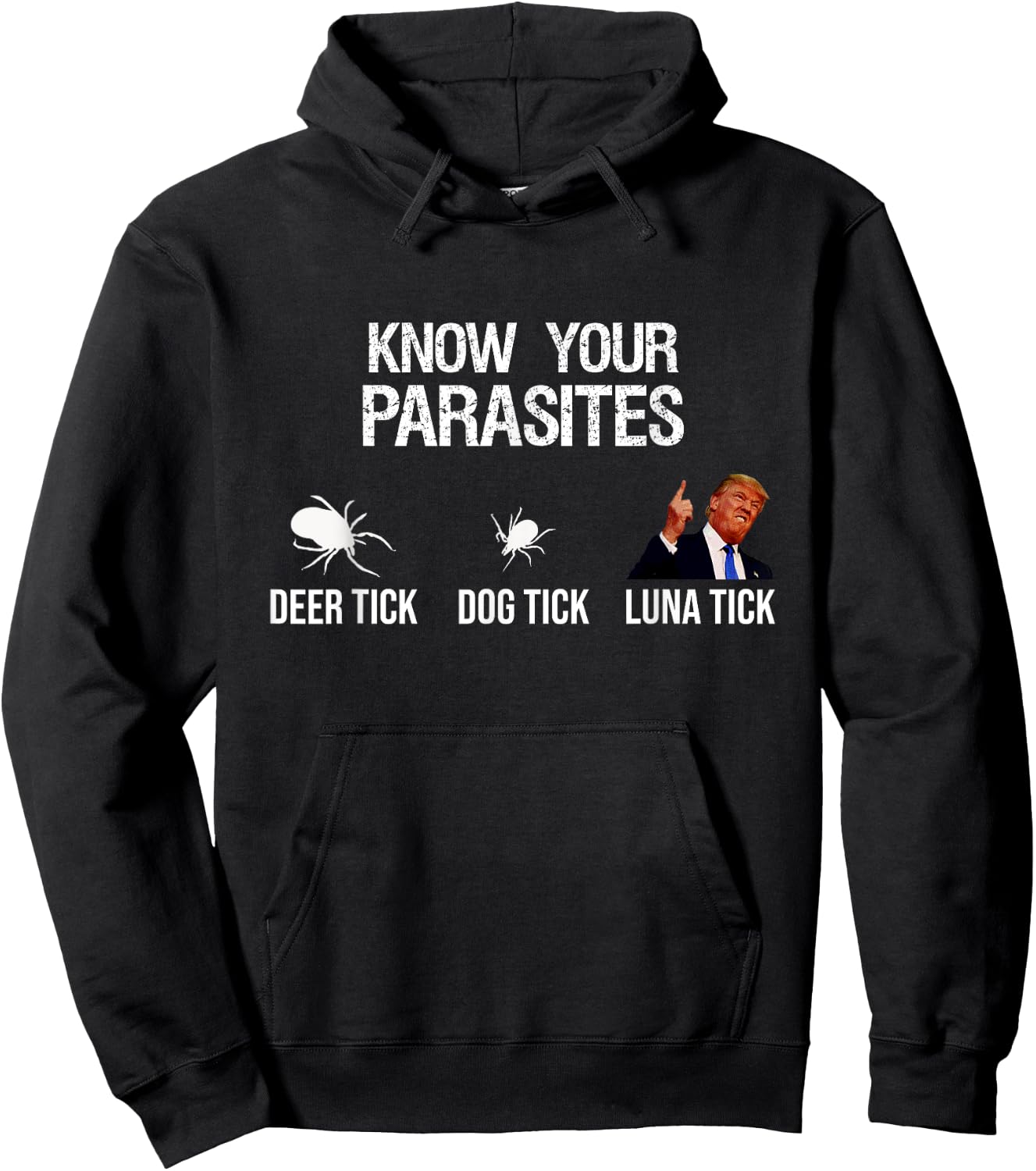 "KNOW YOUR PARASITES - Deer Tick, Dog Tick, Luna Tick" Funny Hoodie - Hoodie | Black