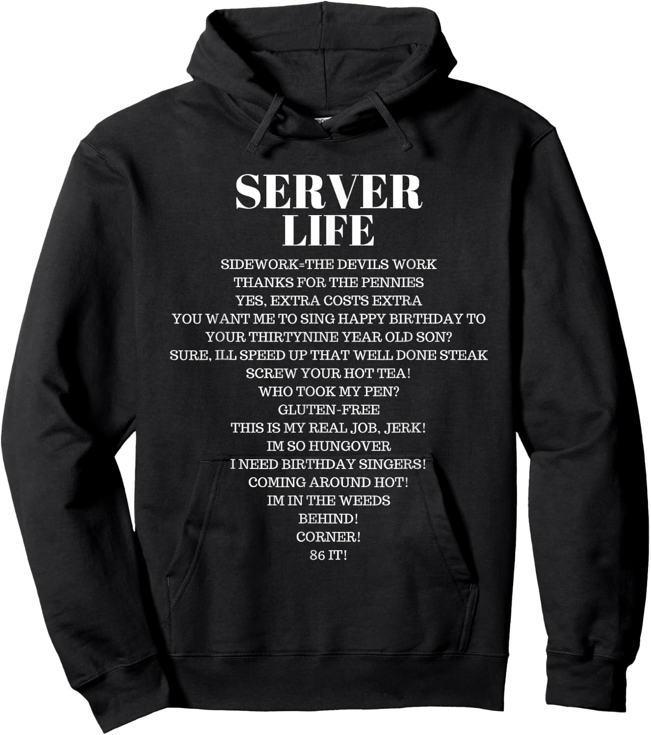 Waiter Waitress Restaurant Men Women Serve Funny T Shirt Hoodie - Hoodie | Black