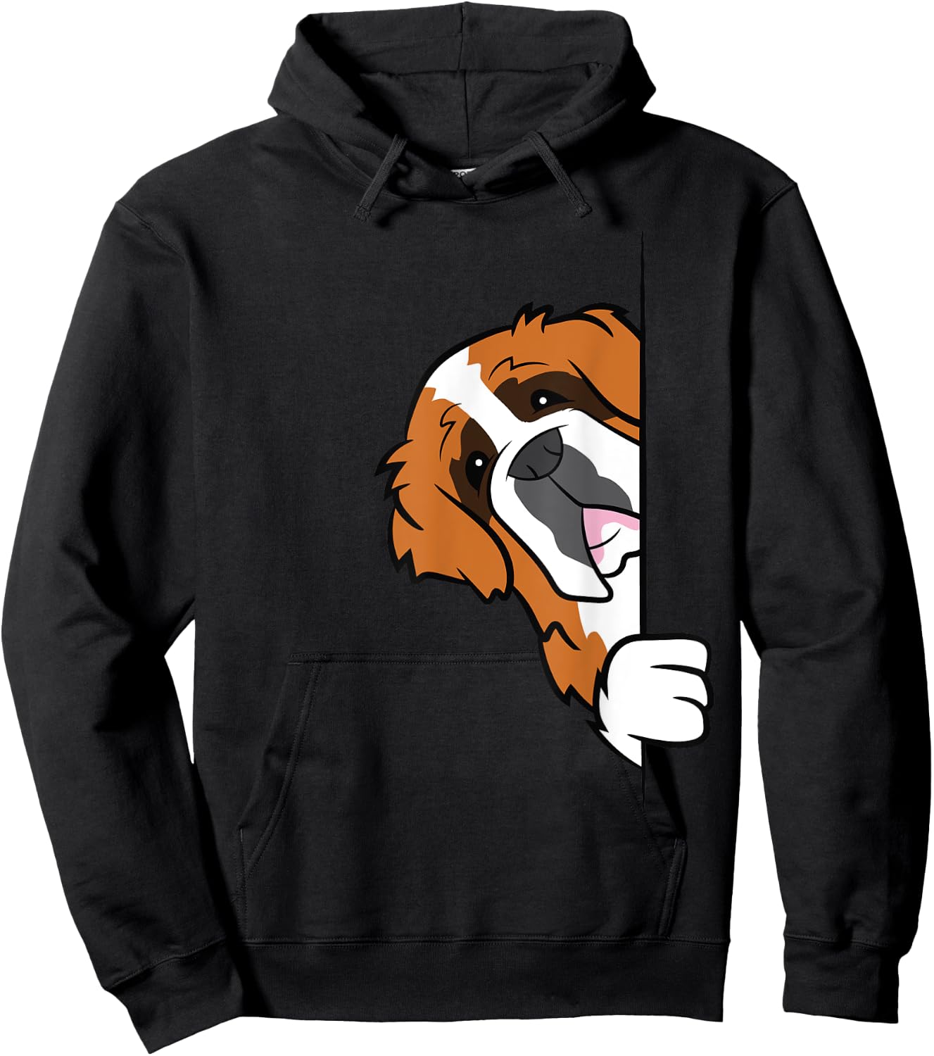 Cute Saint Bernard Dog Peeking From Side Funny Saint Bernard Hoodie - Hoodie | Black