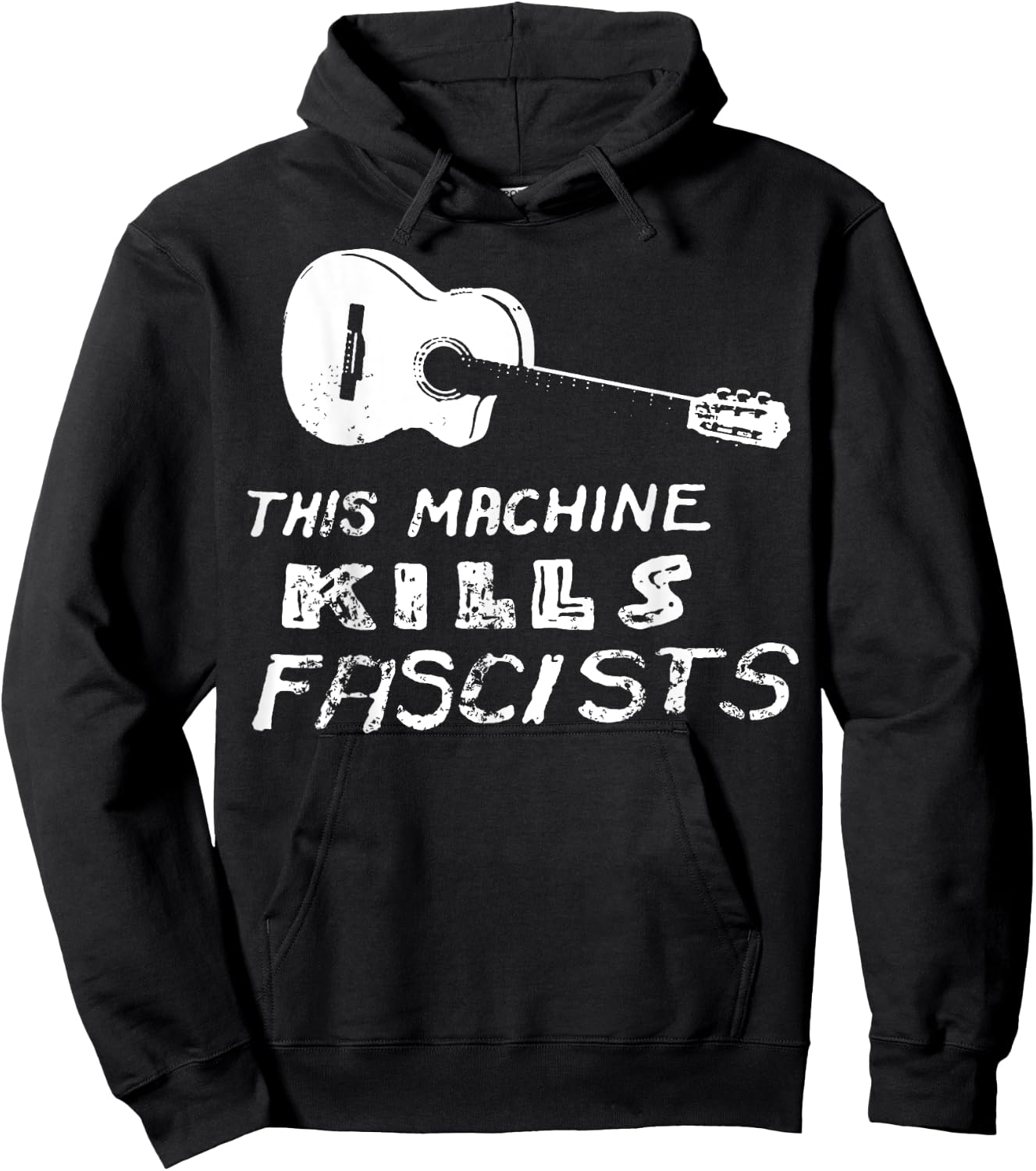 Vintage This Machine Kills Fascists Guitar Hoodie - Hoodie | Black