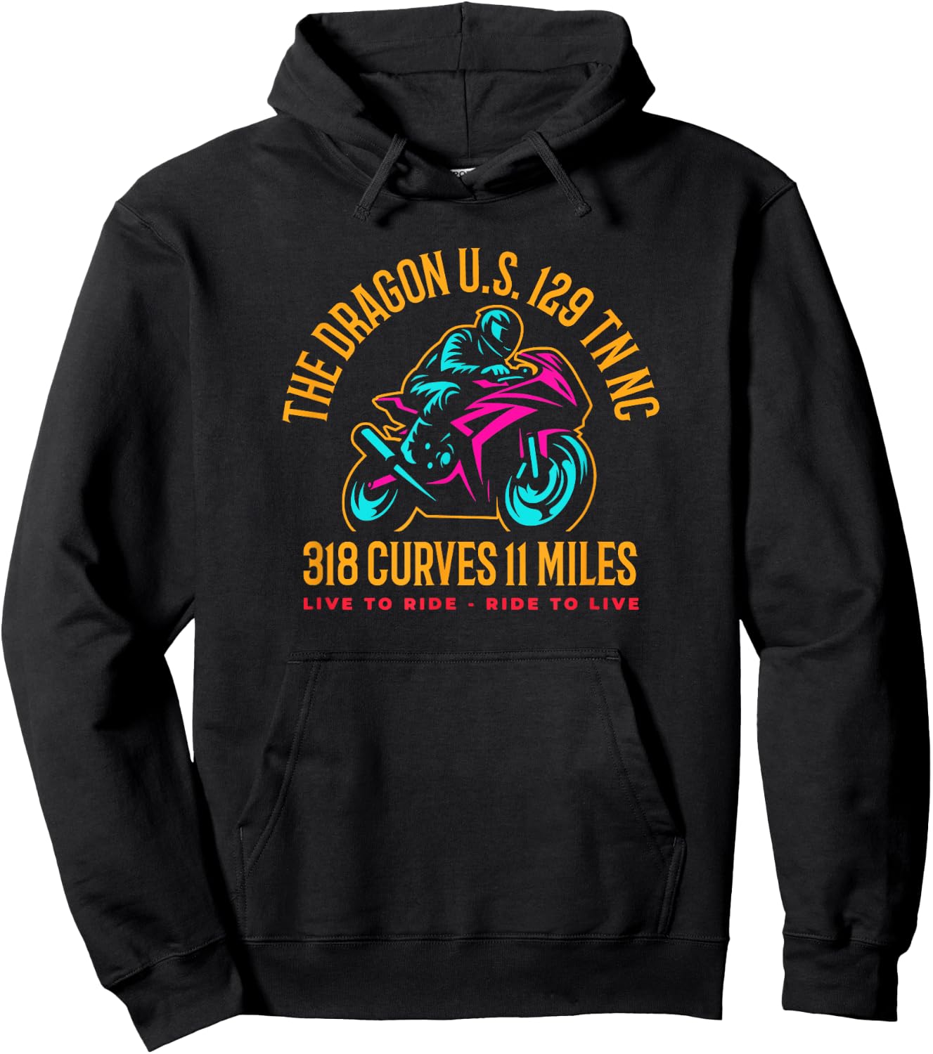 The Dragon Biker US 129 TN and NC USA 318 Curves 11 Miles Hoodie - Hoodie | Black