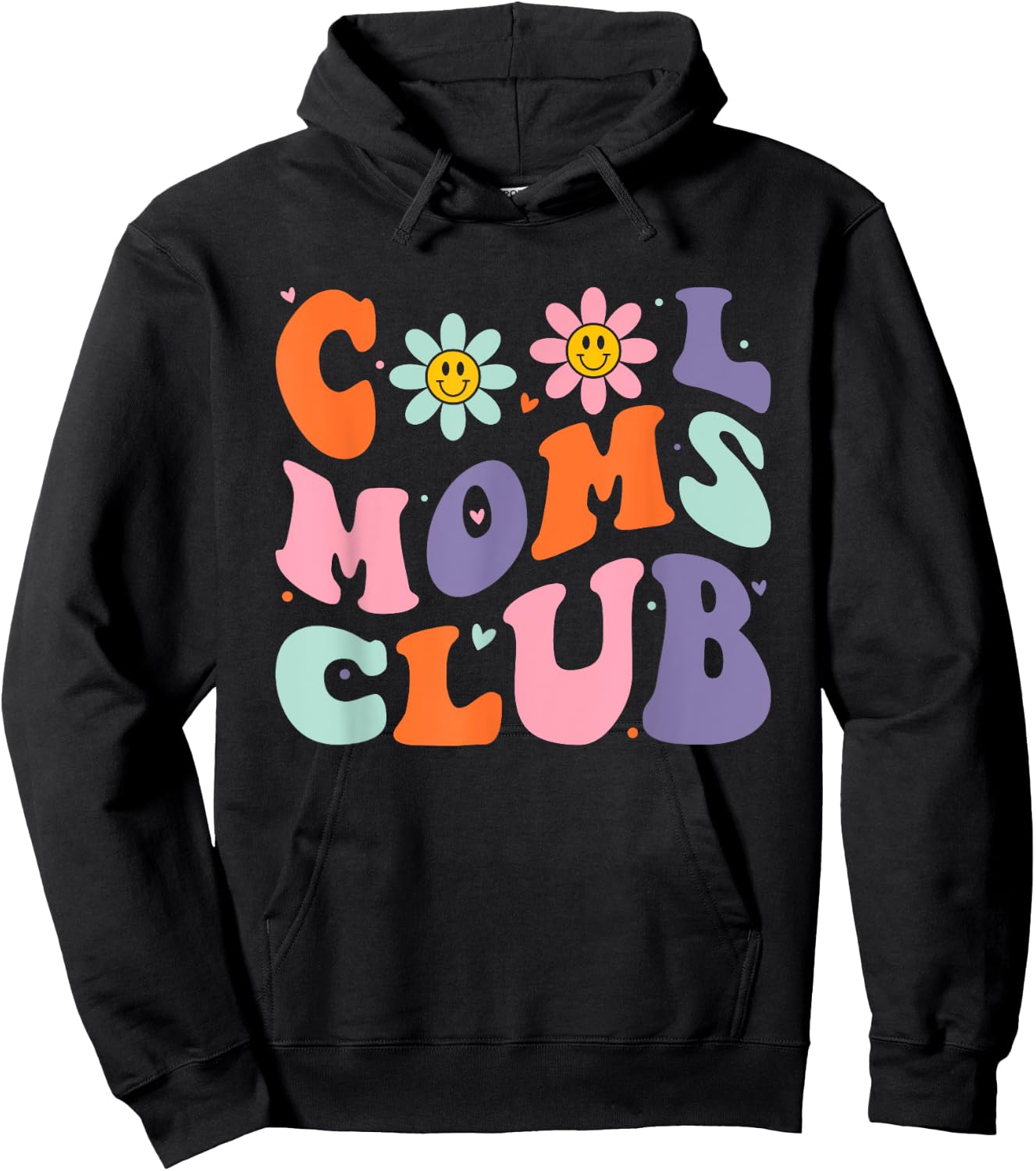 Cool Moms Club Retro Groovy Mom Mommy Mama Mothers Day Hoodie - Hoodie | Black