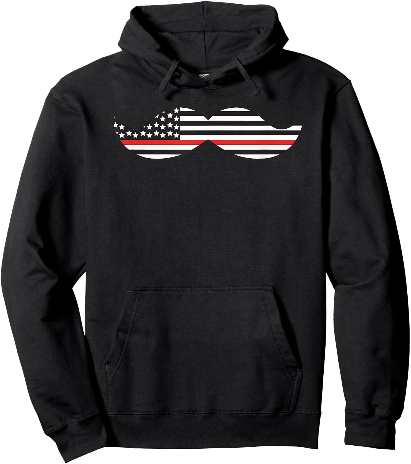 Thin Red Line Mustache Firefighters Hoodie - Hoodie | Black