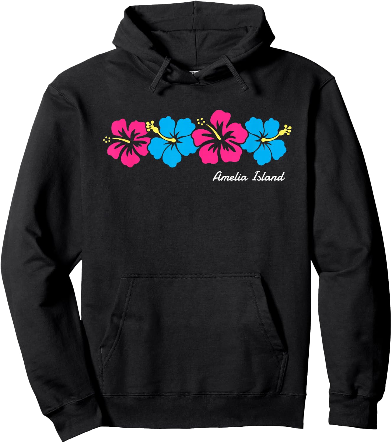 Amelia Island Florida Hibiscus Flower Girls Souvenir Hoodie - Hoodie | Black