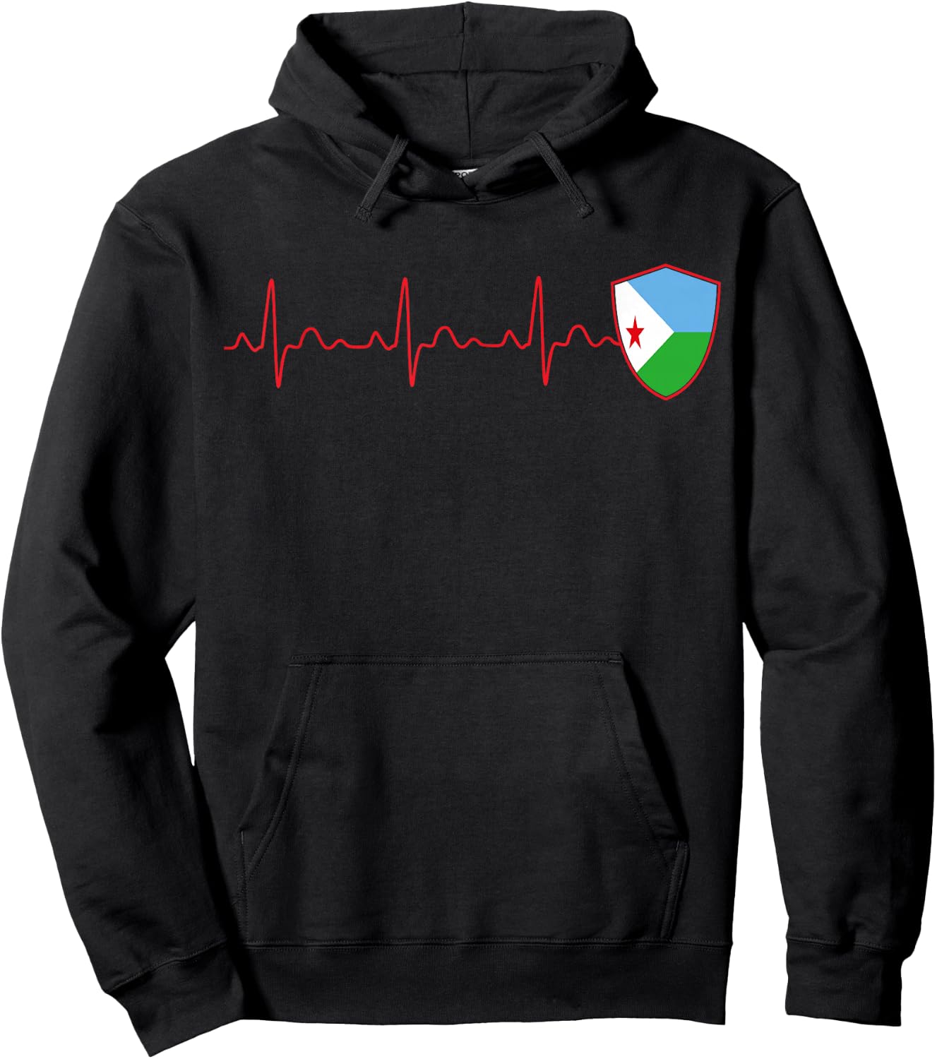 Djibouti Flag Heartbeat EKG Patriotic National Hoodie - Hoodie | Black