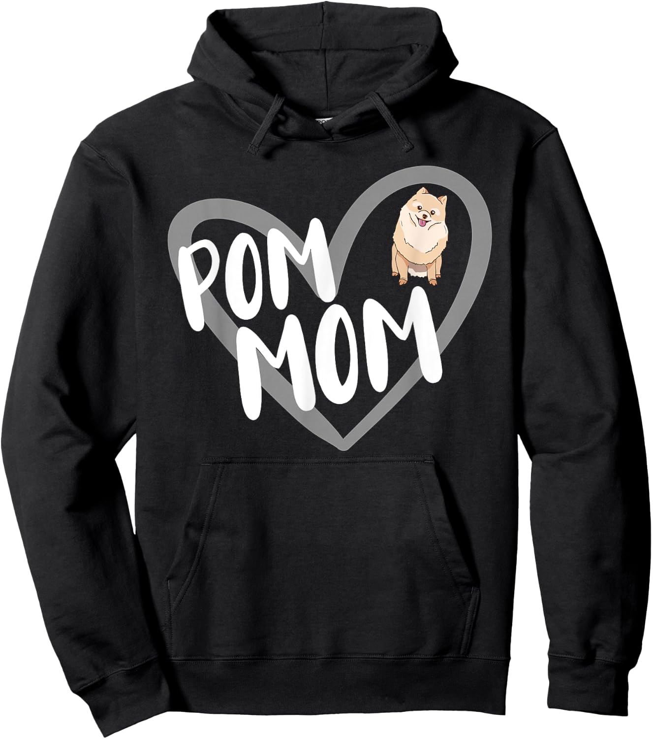 Pom Mom Heart Funny Pomeranian Owner Dog Lover Hoodie - Hoodie | Black