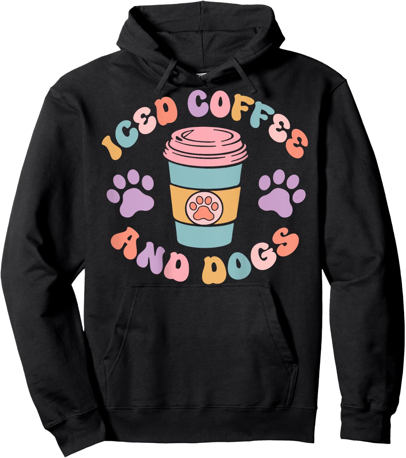 Iced Coffee And Dogs Caffeine Drinker Puppy (On Back) Hoodie - Hoodie | Black