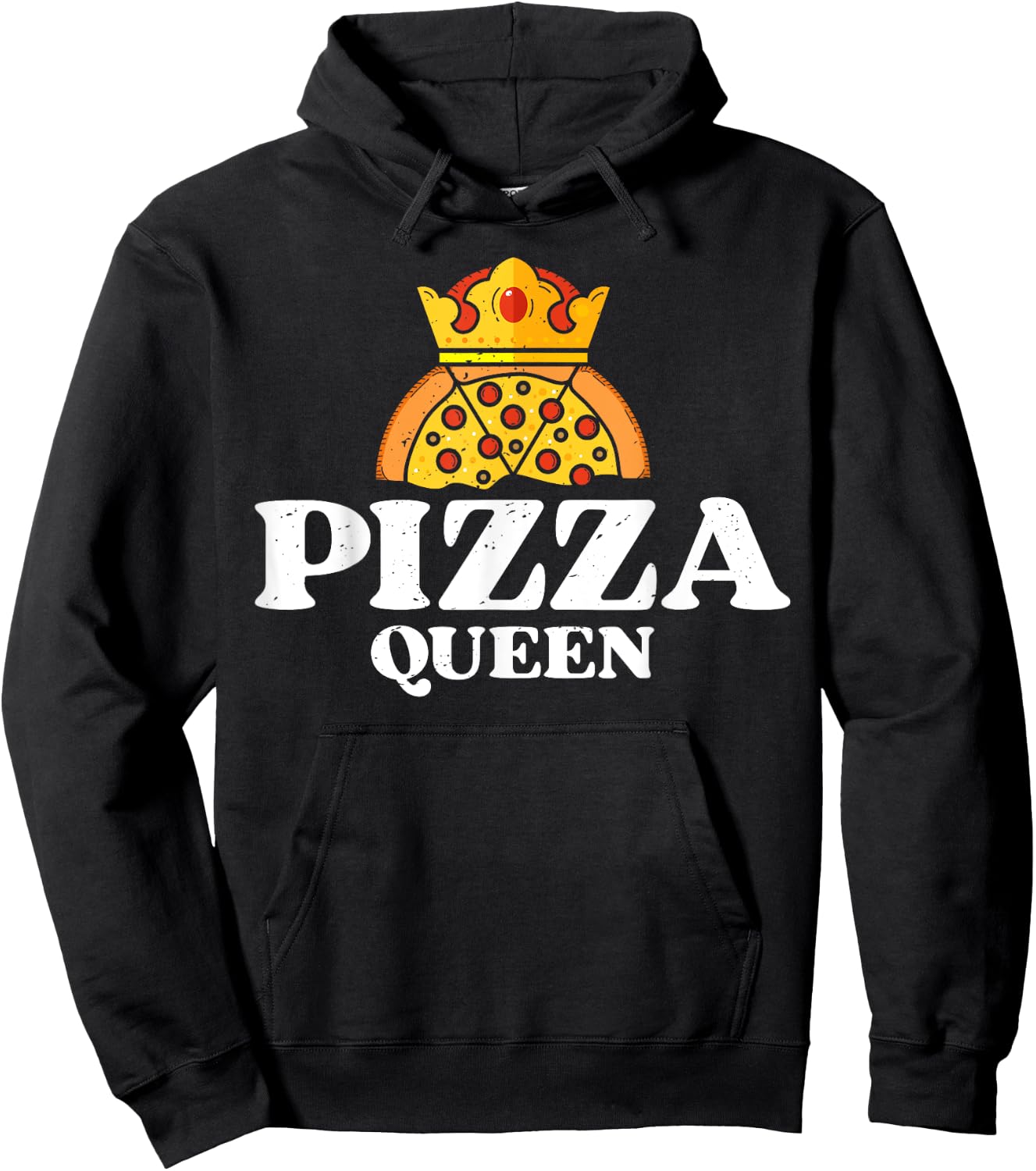 Pizza Queen Cute Women Girls Italian Food Lovers Funny Retro Hoodie - Hoodie | Black