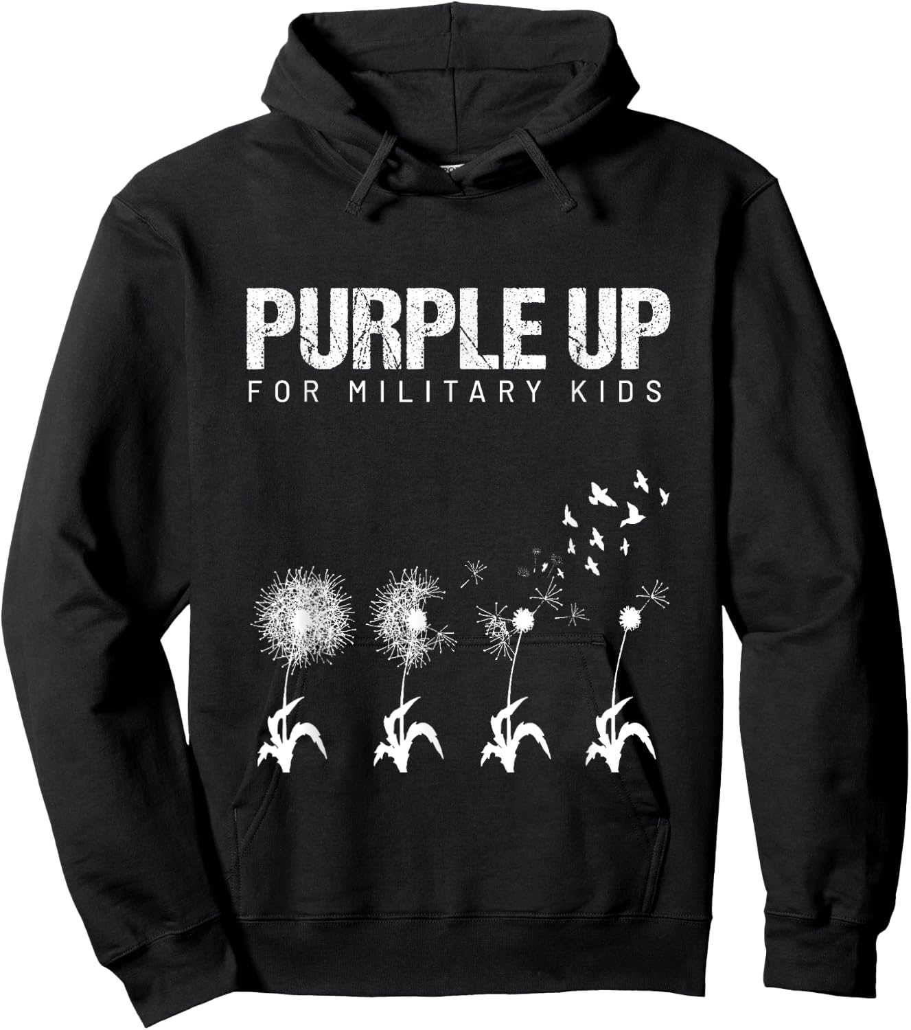I Purple Up For Military Kids shirt Military Child Dandelion Hoodie - Hoodie | Black