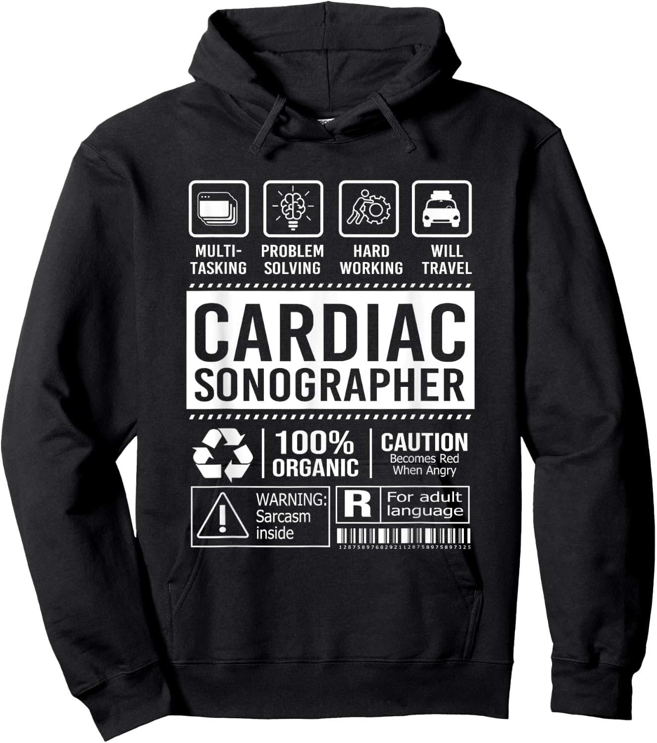 Vintage Cardiac Sonography Echo Tech Cardiac Sonographer Hoodie - Hoodie | Black