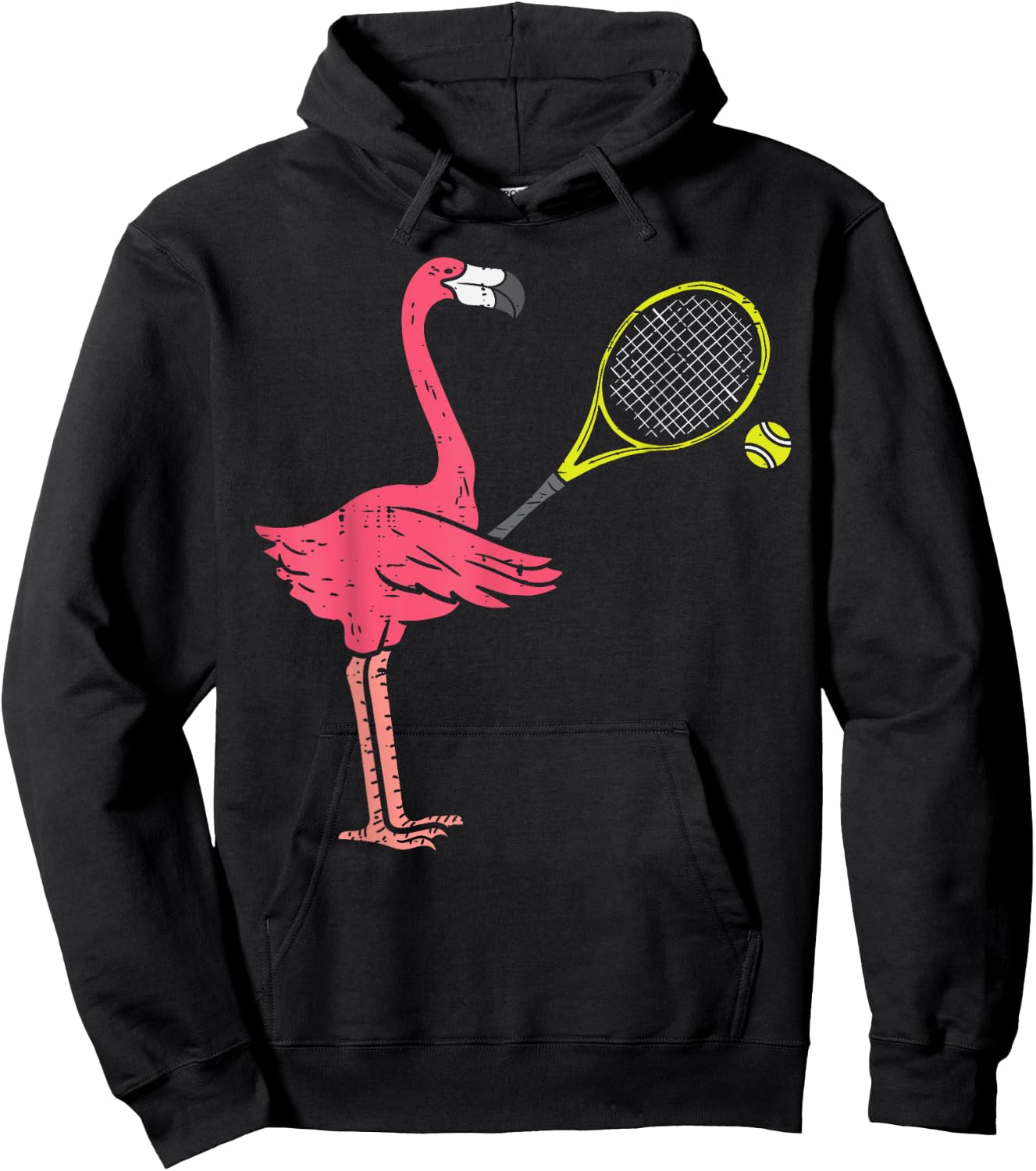 Flamingo Playing Tennis Funny Bird Player Men Women Kids Hoodie - Hoodie | Black