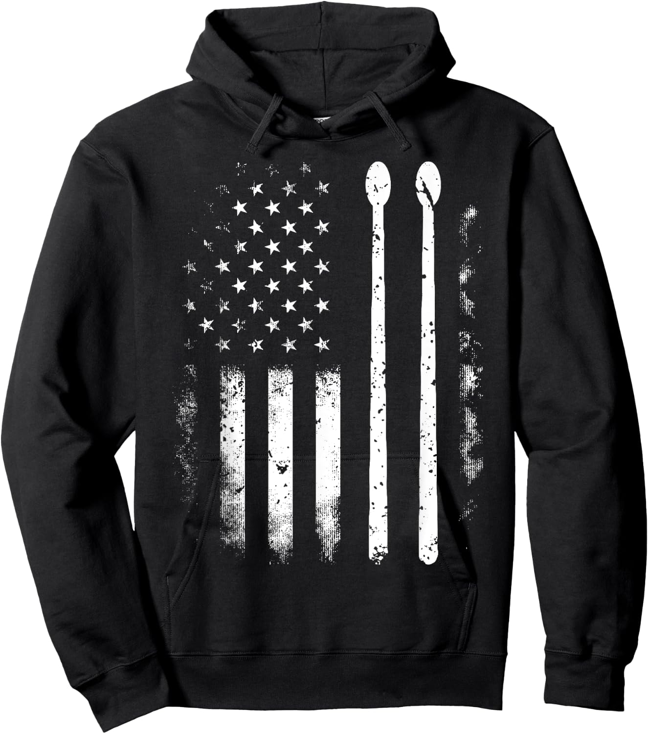 American Flag Drumsticks USA Drummers Vintage Drum Sticks Hoodie - Hoodie | Black