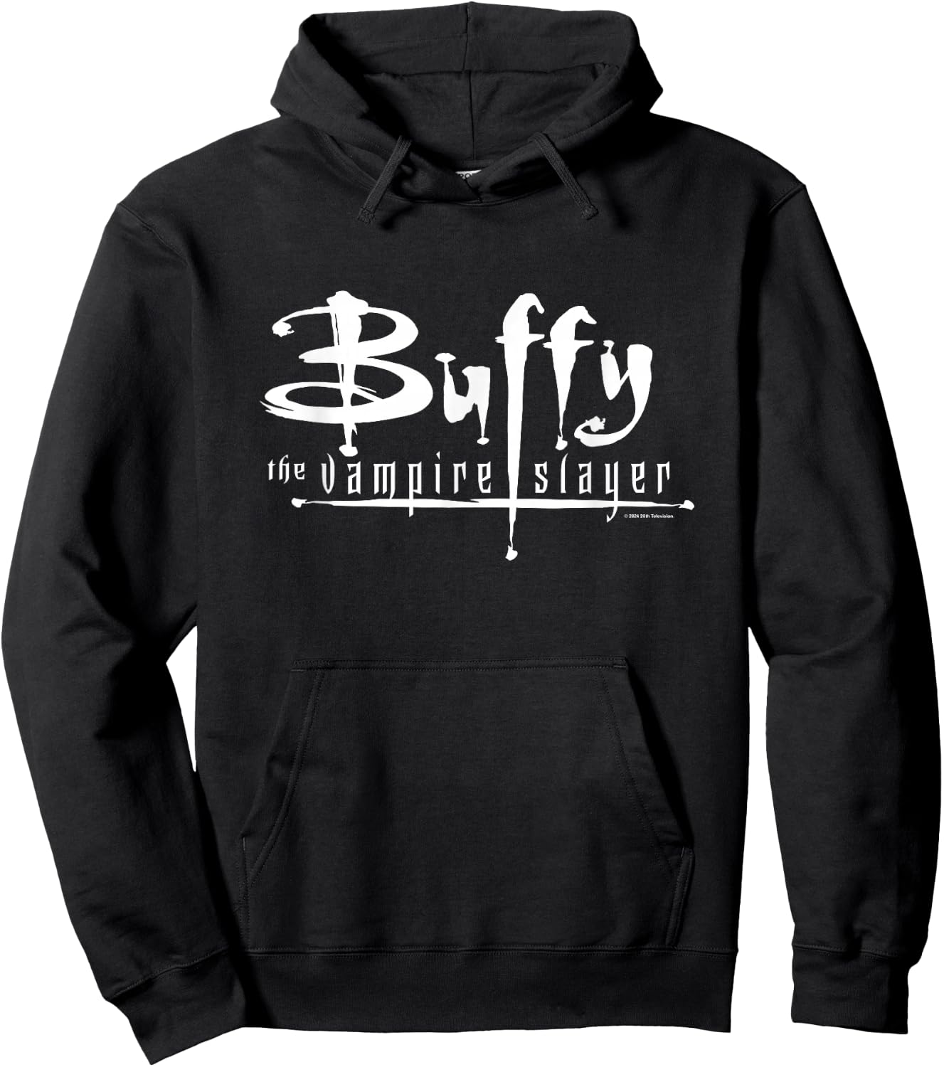 Buffy The Vampire Slayer Classic 90's TV White Text Logo Hoodie - Hoodie | Black