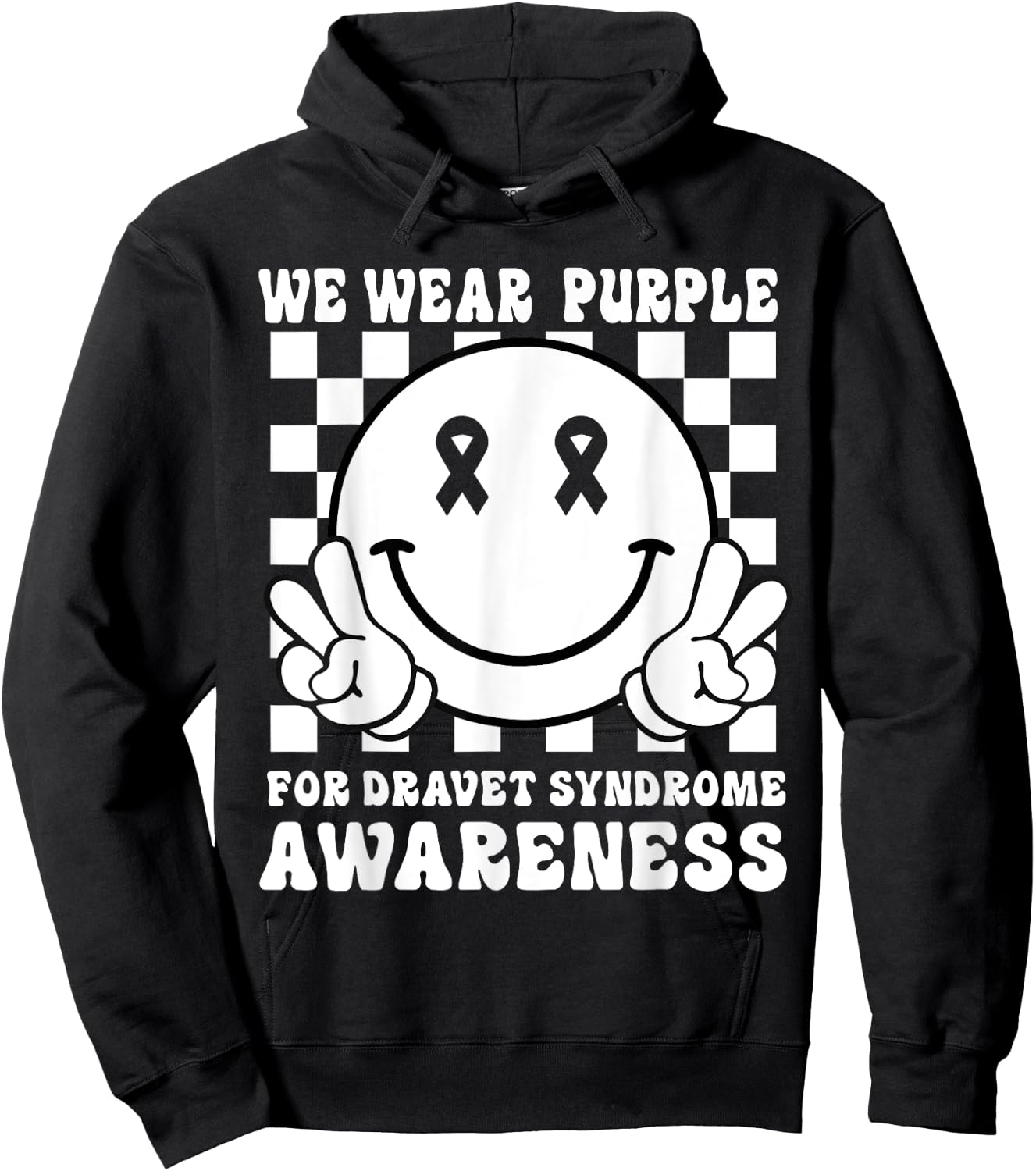 In June We Wear Purple Smile Face Dravet Syndrome Awareness Hoodie - Hoodie | Black