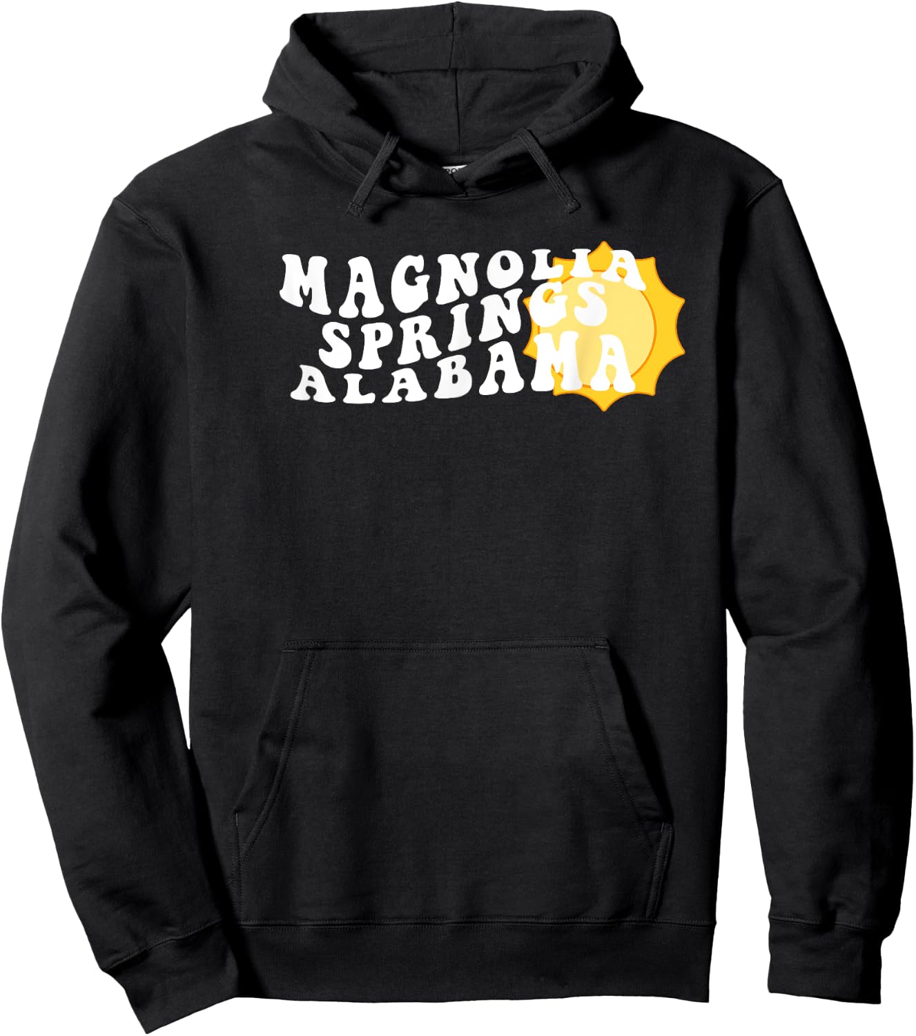 Magnolia Springs Alabama AL Retro Wavy Souvenir Vacation Hoodie - Hoodie | Black