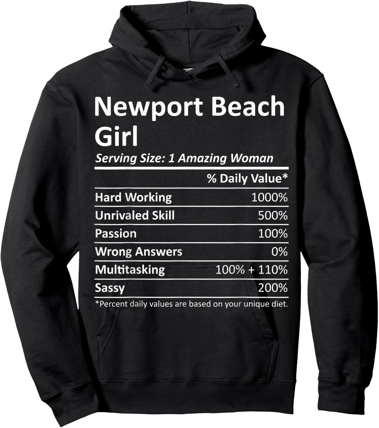 NEWPORT BEACH GIRL CA CALIFORNIA Funny City Home Roots Gift Hoodie - Hoodie | Black
