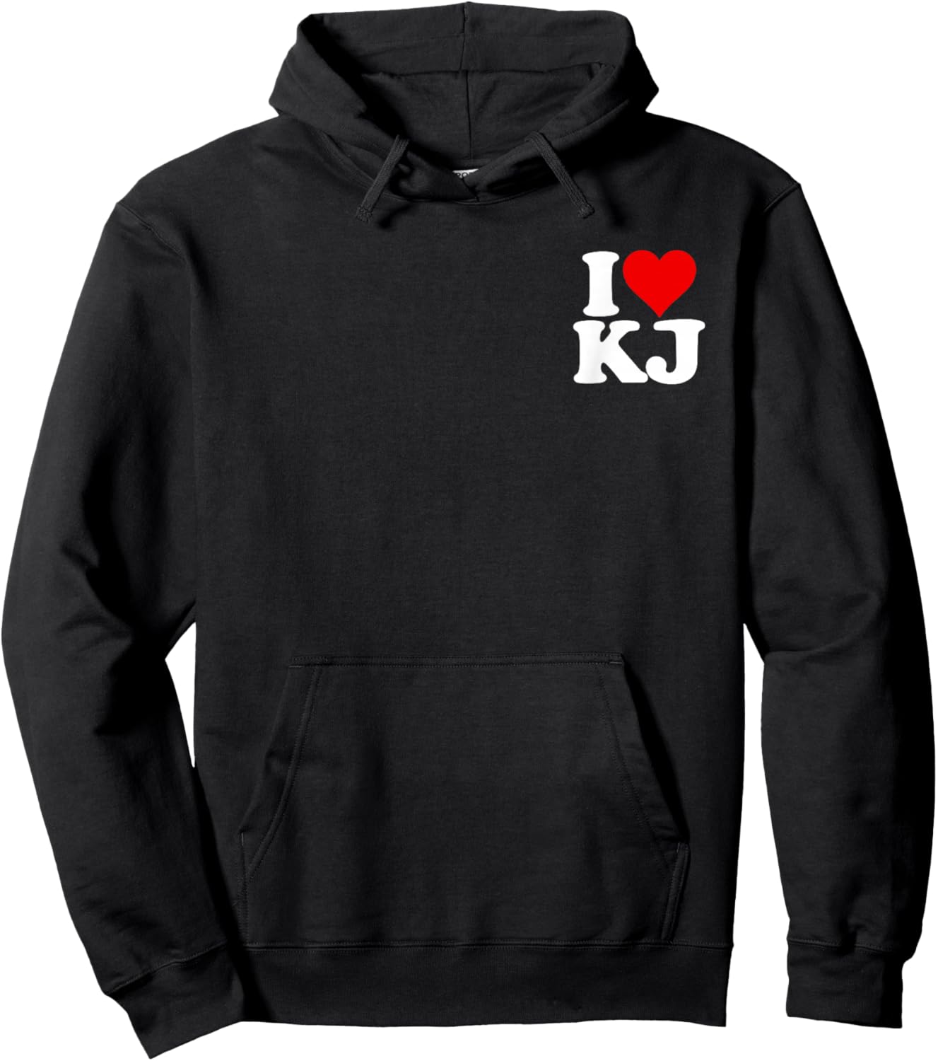 I Love Heart Kj K J Initials Name Nickname on a Hoodie - Hoodie | Black