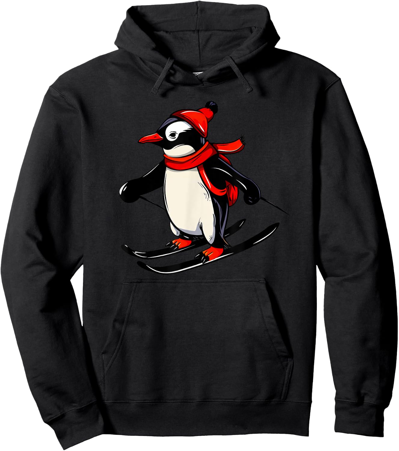 Cute Penguin Skiing - Skiing Penguin Hoodie - Hoodie | Black