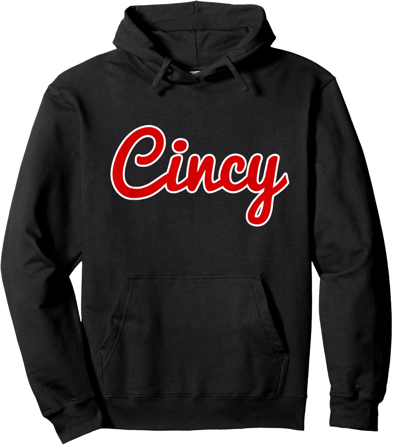 Cincinnati Ohio Classic Red Script Cincy City T Shirt Hoodie - Hoodie | Black
