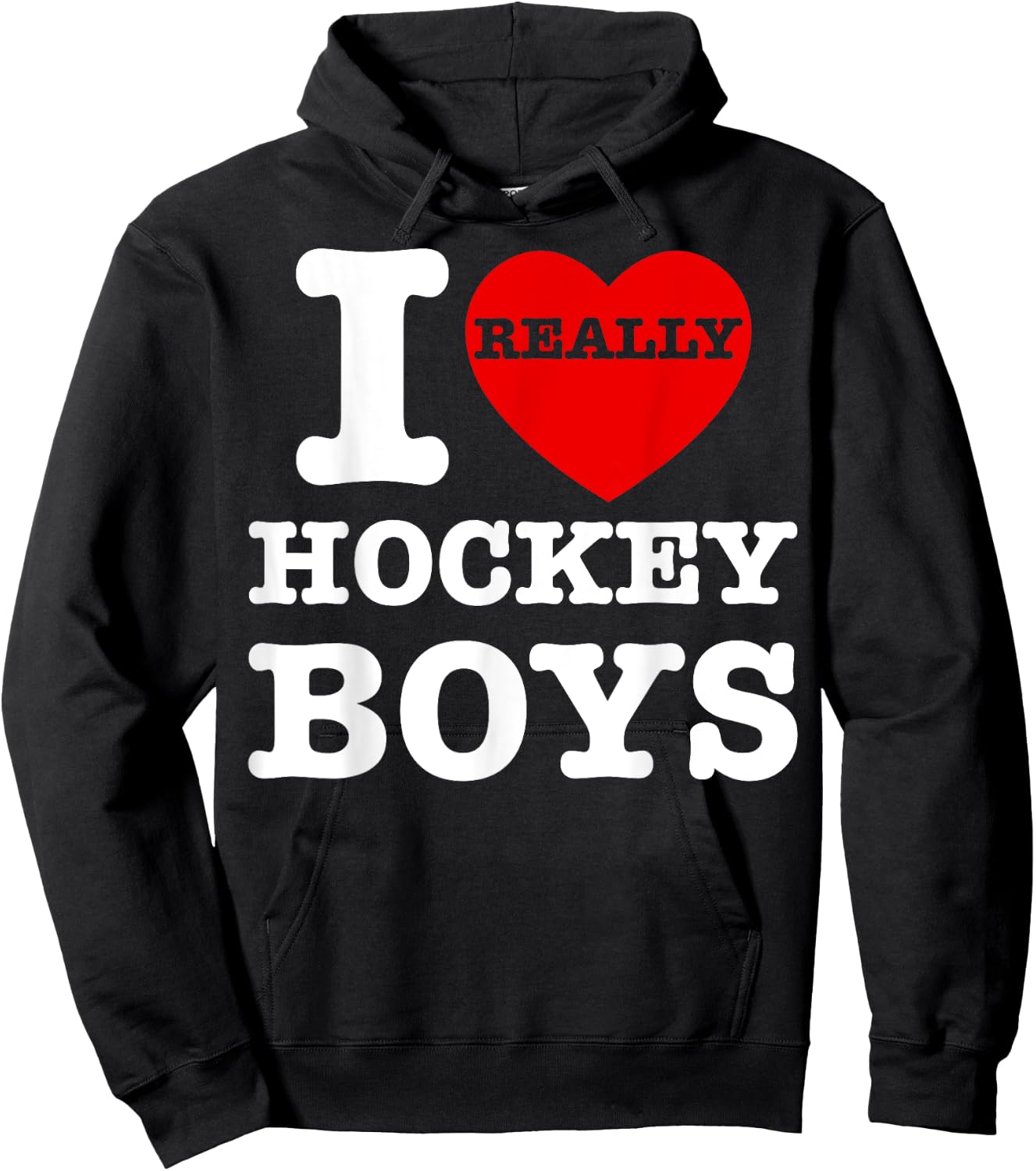I Love Hockey Boys I Heart Hockey Boys Family Matching Funny Hoodie - Hoodie | Black