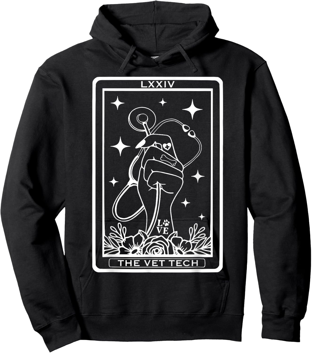 Tarot Card The Vet Tech Veterinarian Vet Nurse Stethoscope Hoodie - Hoodie | Black