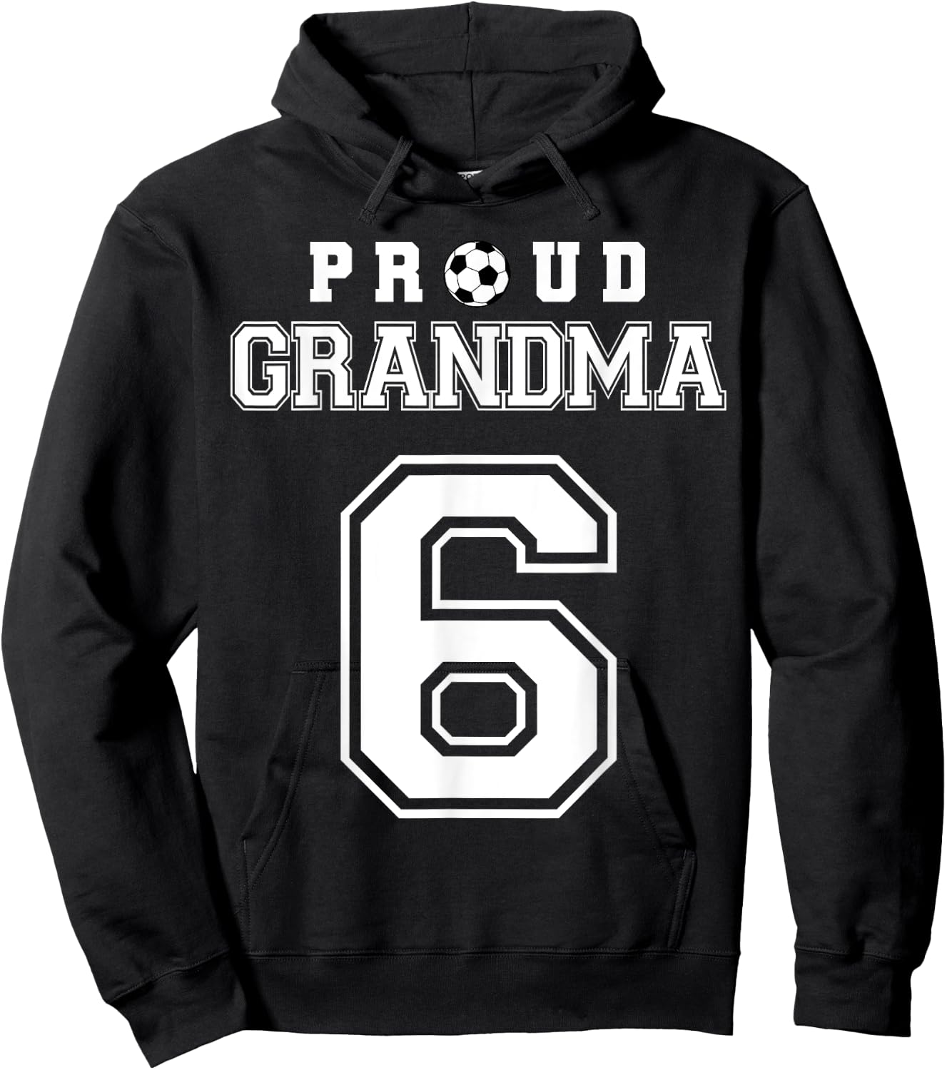 Number 6 Custom Proud Soccer Futbol Grandma Personalized Hoodie - Hoodie | Black