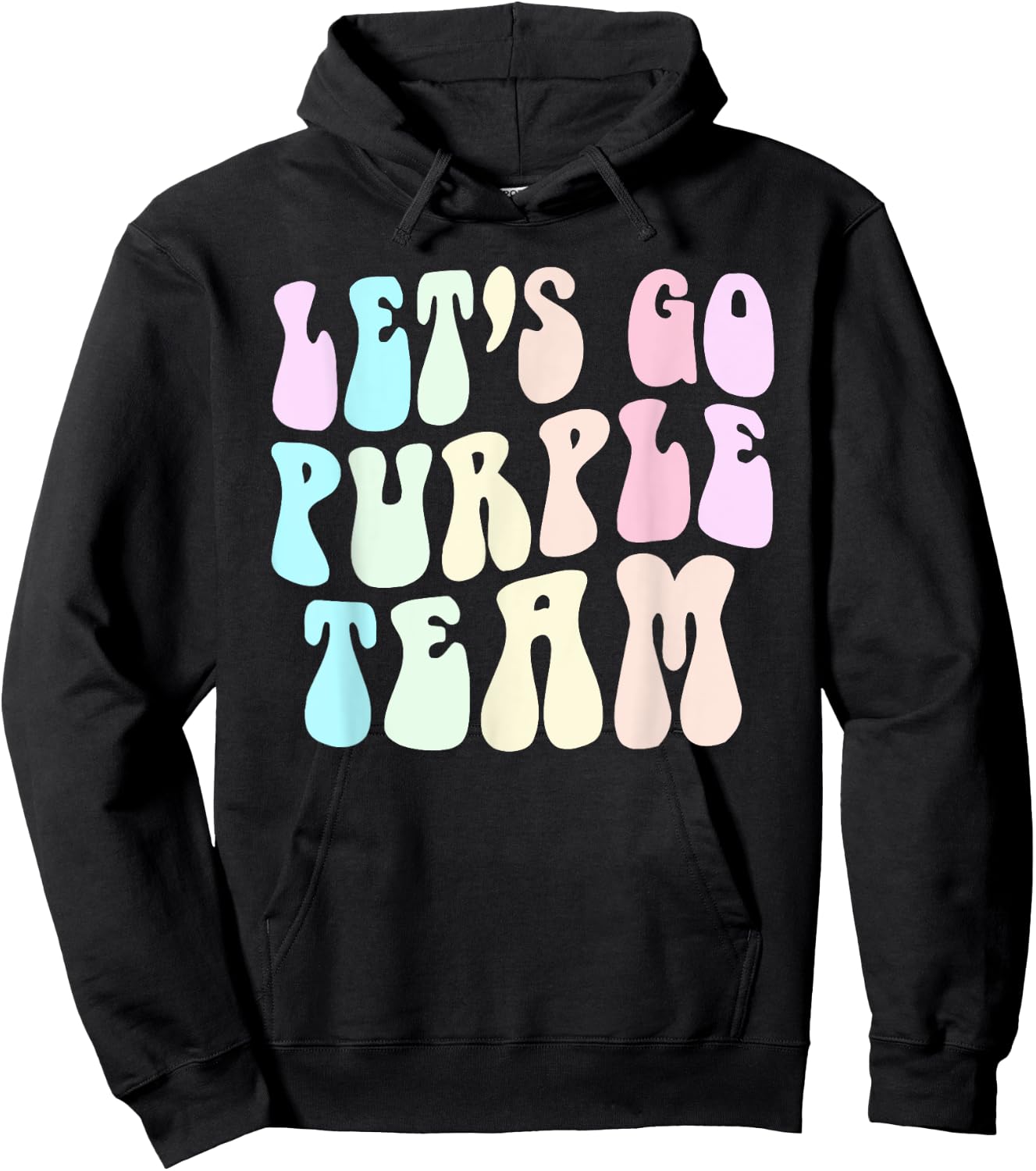 Retro LET'S GO PURPLE TEAM Summer Camp War Game Color Wavy Women Kids Hoodie - Hoodie | Black