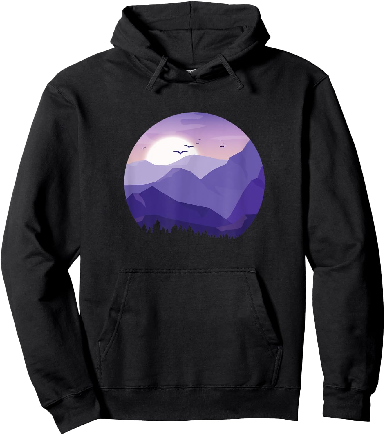 Sunrise Birds Forest Scene Mountain Silhouette Hoodie - Hoodie | Black