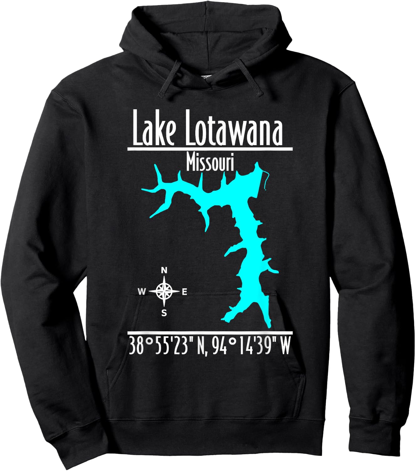 Modern Lake Lotawana, Missouri Hoodie - Hoodie | Black