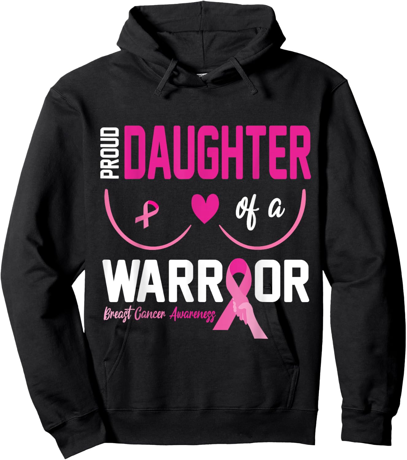 Proud Daughter Of A Breast Cancer Warrior Fight Together Win Hoodie - Hoodie | Black