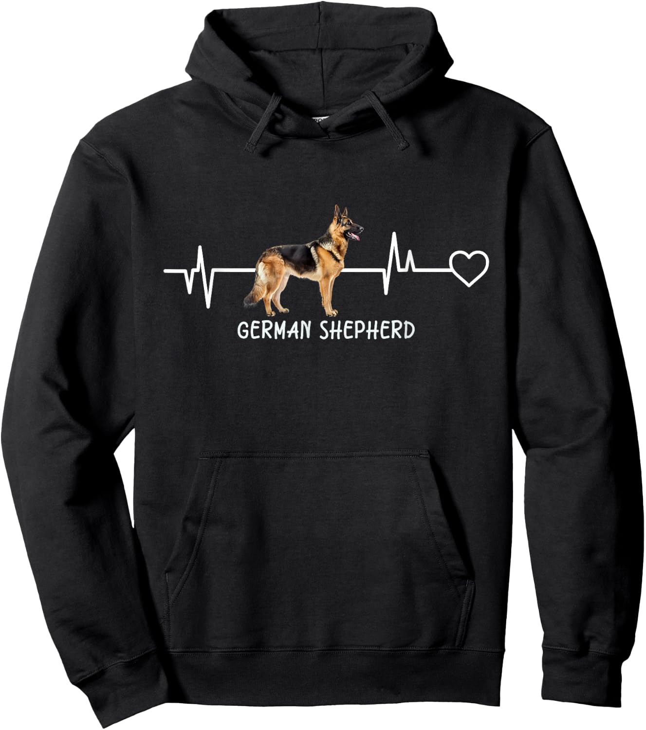 German Shepherd Heartbeat Hoodie - Hoodie | Black