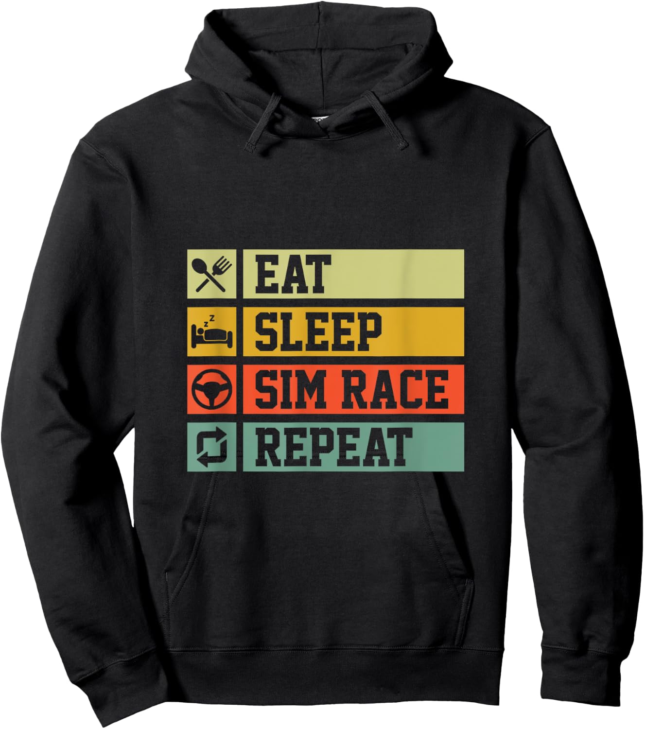 Eat Sleep Sim Race Repeat Simracer Hoodie - Hoodie | Black