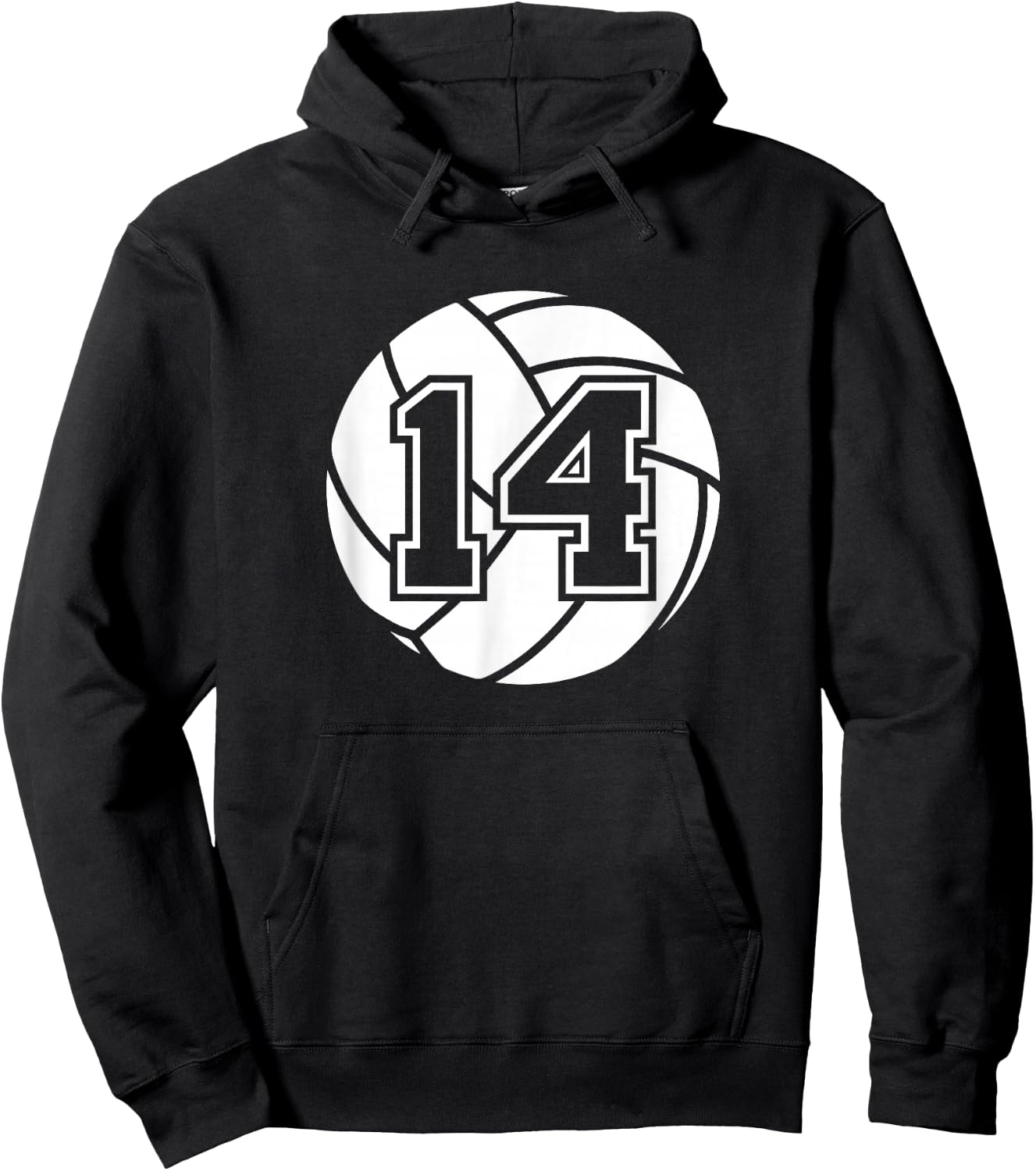 Volleyball Player #14 Volleyball Mom Dad Jersey Number 14 Hoodie - Hoodie | Black