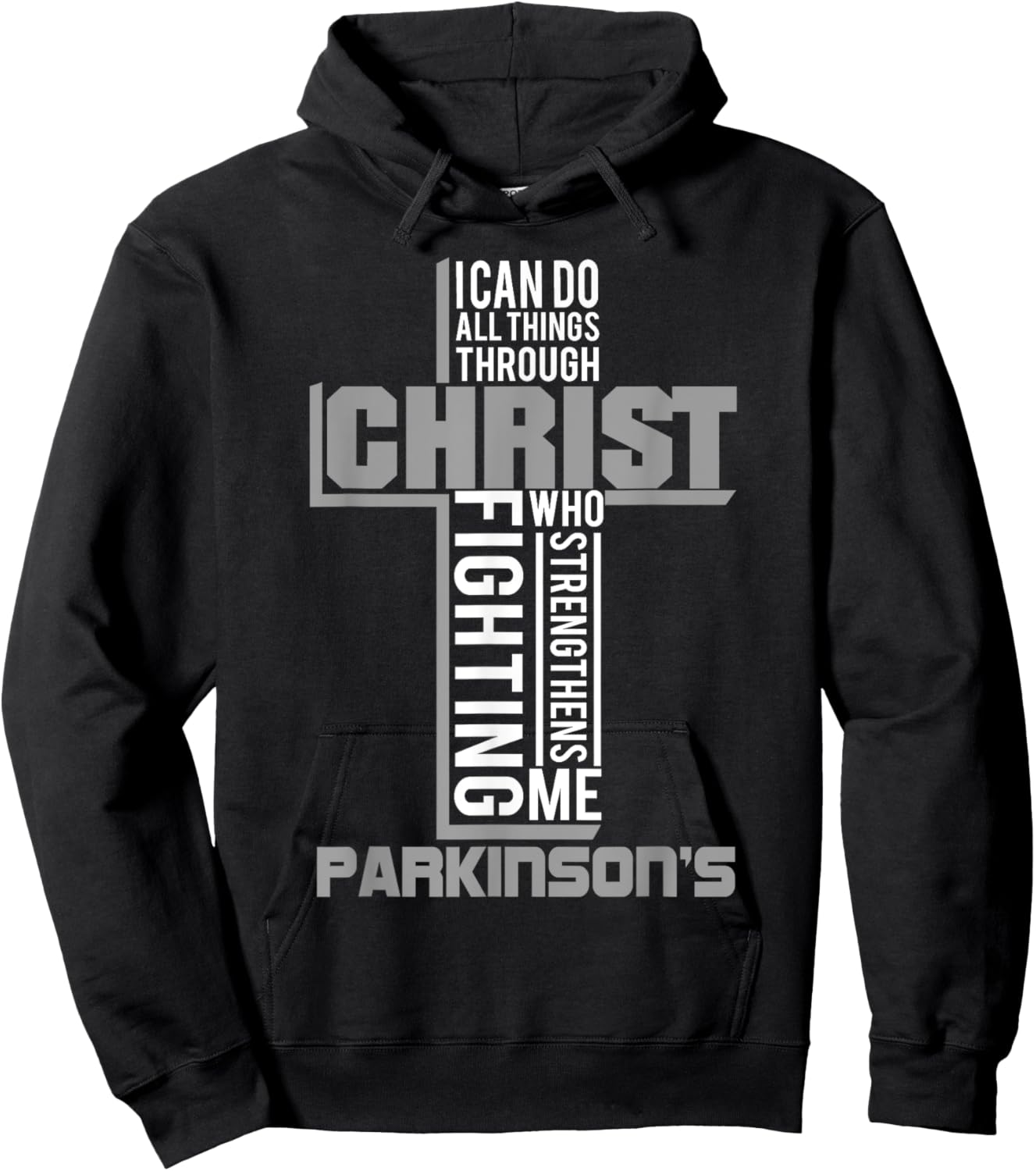 With Christ Fighting Parkinson's Warrior Awareness Hoodie - Hoodie | Black