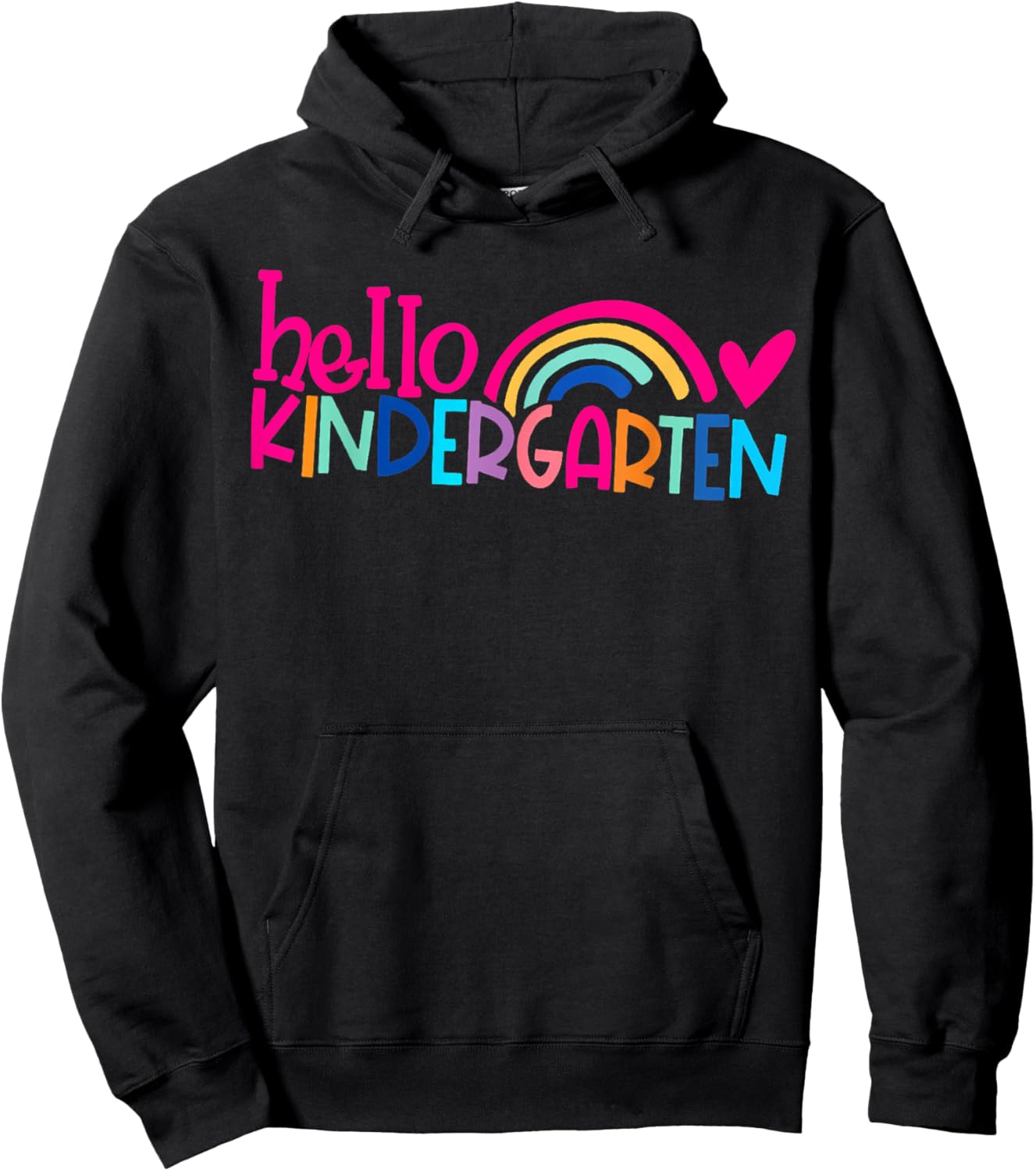 Cute Hello Kindergarten Rainbow Heart Back To School Hoodie - Hoodie | Black